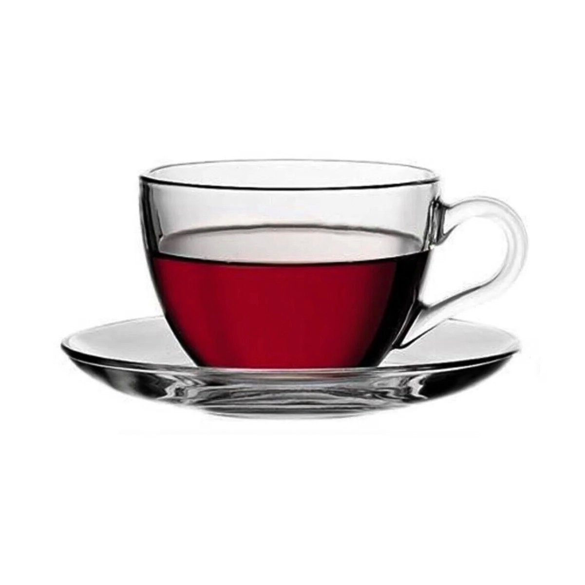 Pasabahce Vela Teetassen-Service 6-tlg. - Transparente Glastassen Mit Untertassen