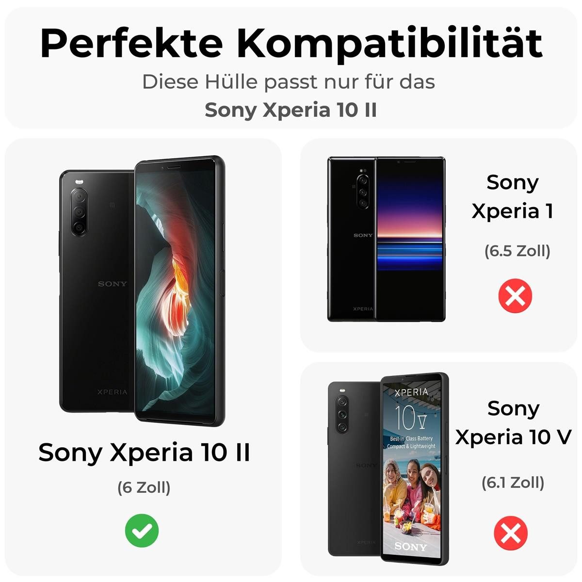 betterfon Handyhülle Handytasche für Sony Xperia Klapphülle Flip Case, 3 Kartenfächer, Magnetverschluss & Standfunktion im Lederlook