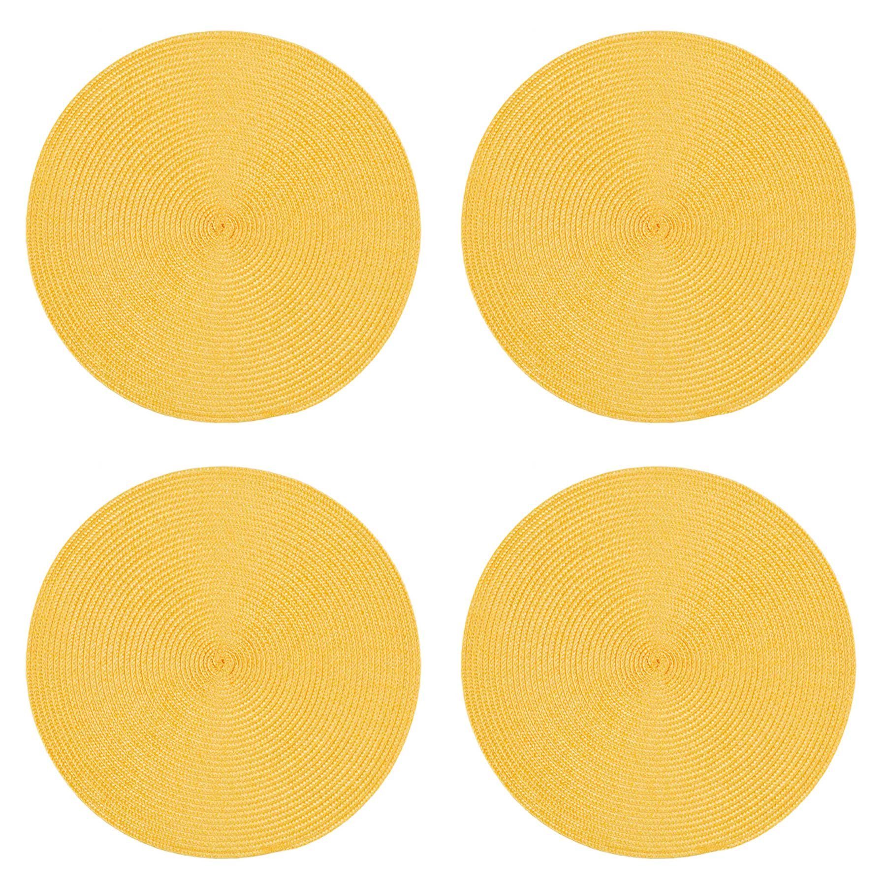 Haus und Deko Platzset Tischset 4er Set rund 35 cm Ø Platzset abwaschbar Platzdeckchen gefloc, (4-St)