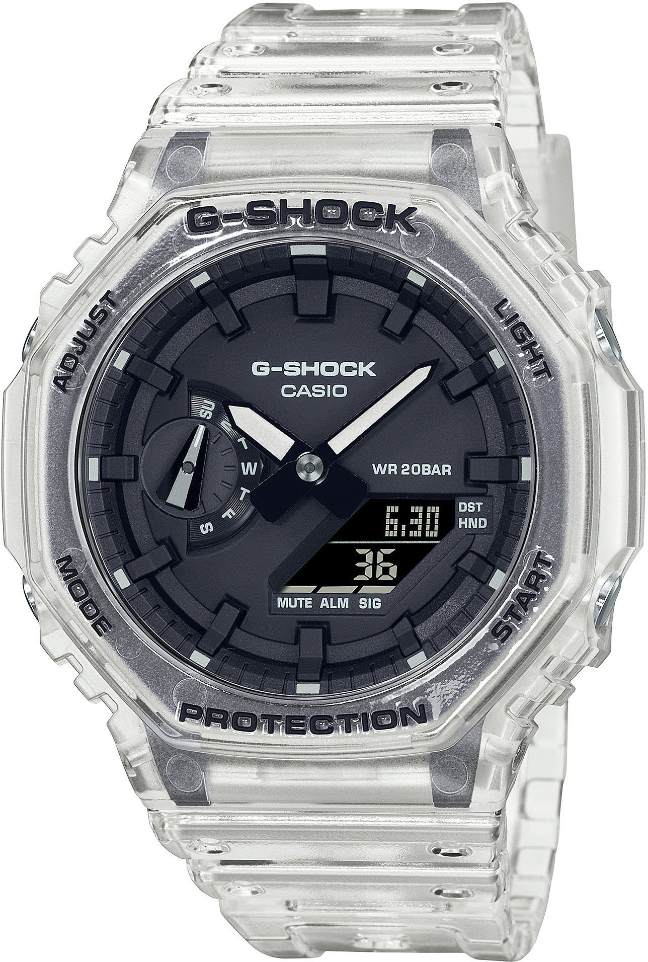 CASIO G-SHOCK Chronograph GA-2100SKE-7AER, Quarzuhr, Armbanduhr,Herrenuhr,digital,bis 20bar wasserd.Resinarmband
