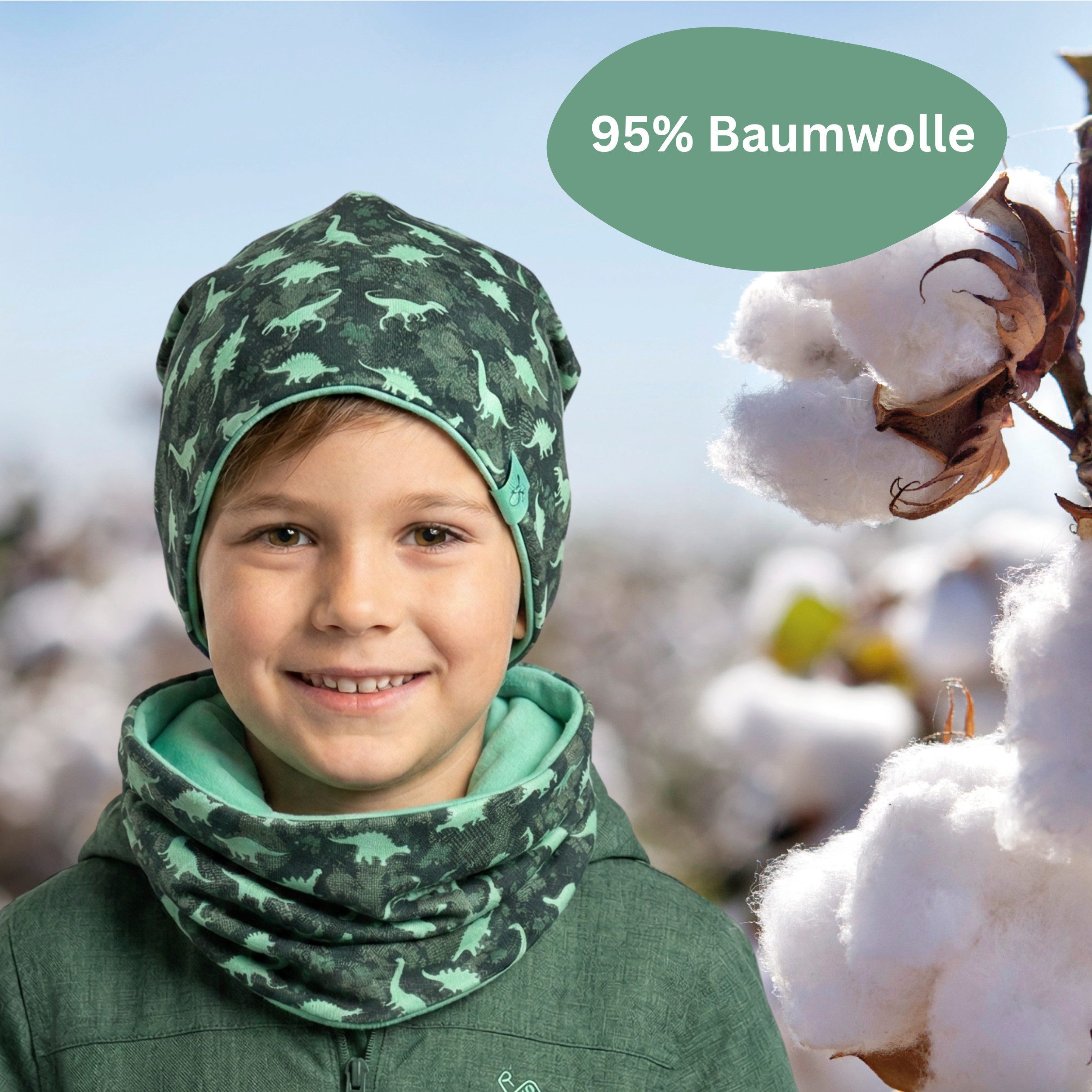 HECKBO Beanie HECKBO Kinder Mädchen Jungen Beanie Mütze & Loop-Schal Set – Bild 4 von 5