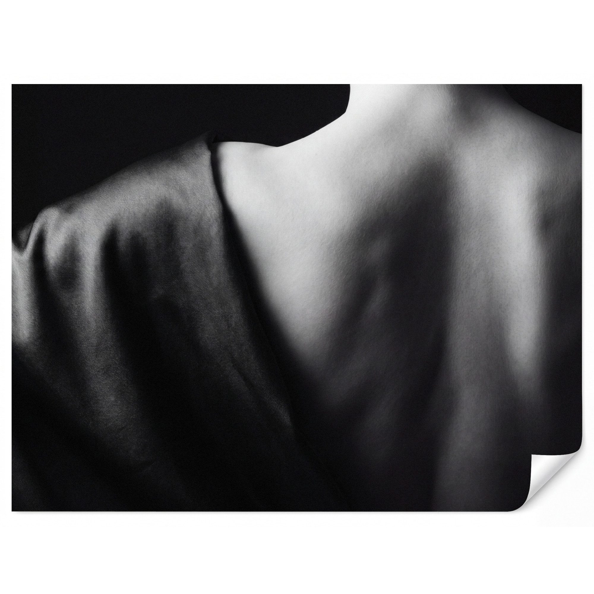OnlyWow Fototapete Schultern - Seide - Rücken - Schwarz - Weiß - Elegant, Matt, bedruckt, Wandtapete, Schlafzimmer, Wanddekoration 300x220cm