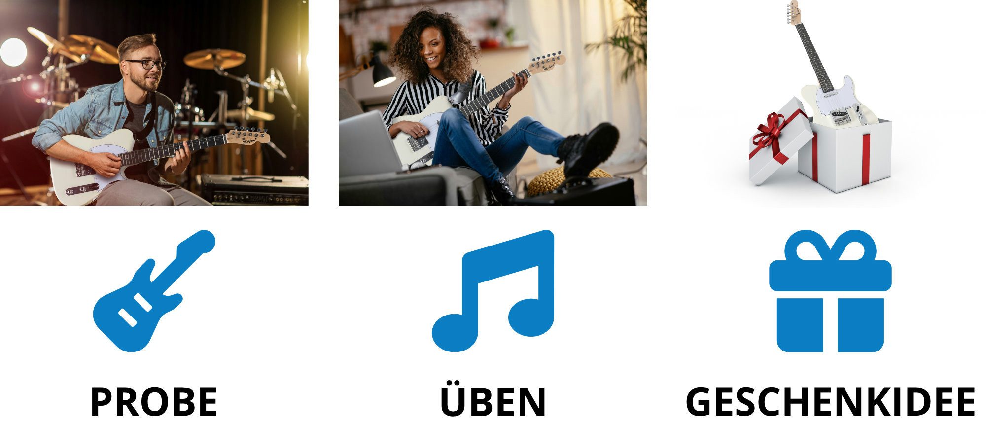 McGrey E-Gitarre Rockit elektrische Gitarre, TL-Style, Komplettset 4/4, 8-St., inkl. Verstärker, Tasche, Stimmgerät, Plektren, Gurt und Kabel, 10 Watt (RMS) Gitarrenverstärker inklusive!