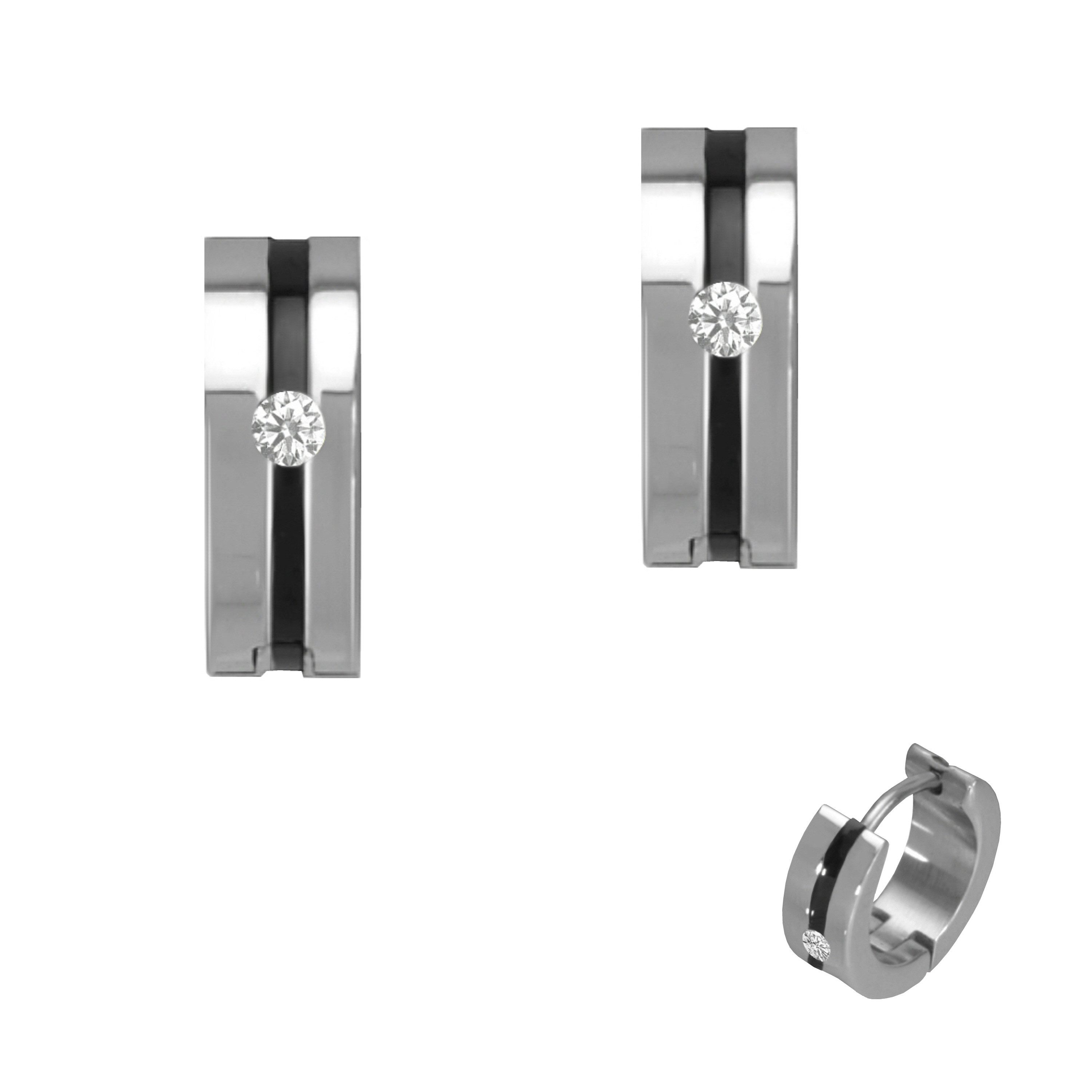 Firetti Paar Creolen Schmuck Geschenk Edelstahl Ohrschmuck Ohrringe mit Emaille, Made in Germany - mit Zirkonia (synth)