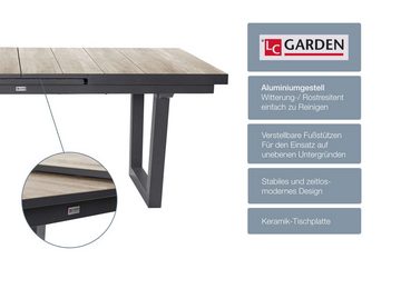LC Garden Garten-Essgruppe Komido« Dining Set I Sitzgruppe Gartenset omega braun, (Set, 7-tlg), ausziehbarer Tisch
