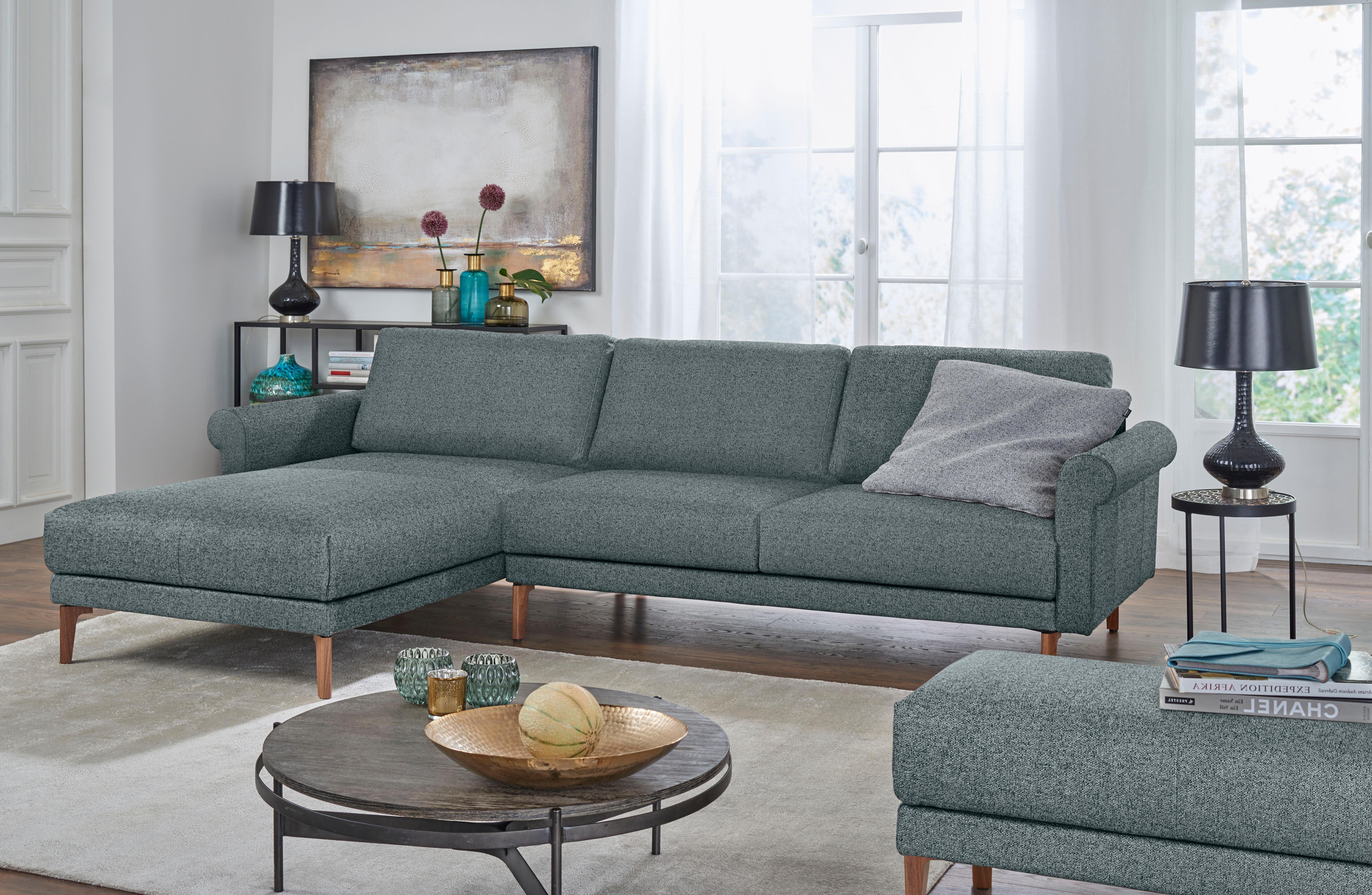 hülsta sofa Ecksofa hs.450, Armlehne Schnecke modern Landhaus, Breite 282  cm, Fuß Nussbaum