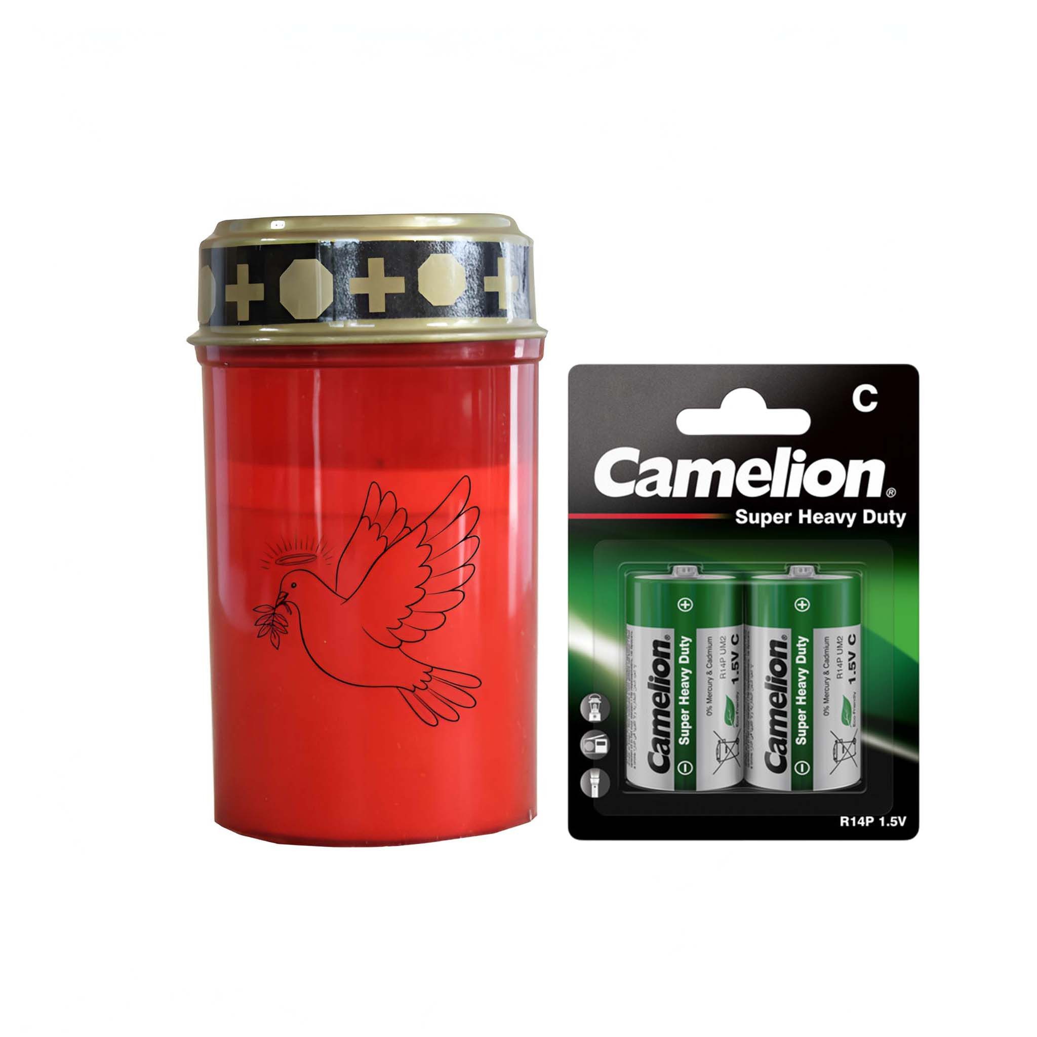 Fachhandel Plus Grabkerze LED Grablichter mit Batterien - verschiedene Motive in rot und weiß, inkl. Batterien sind die LED Grabkerzen sofort einsatzbereit