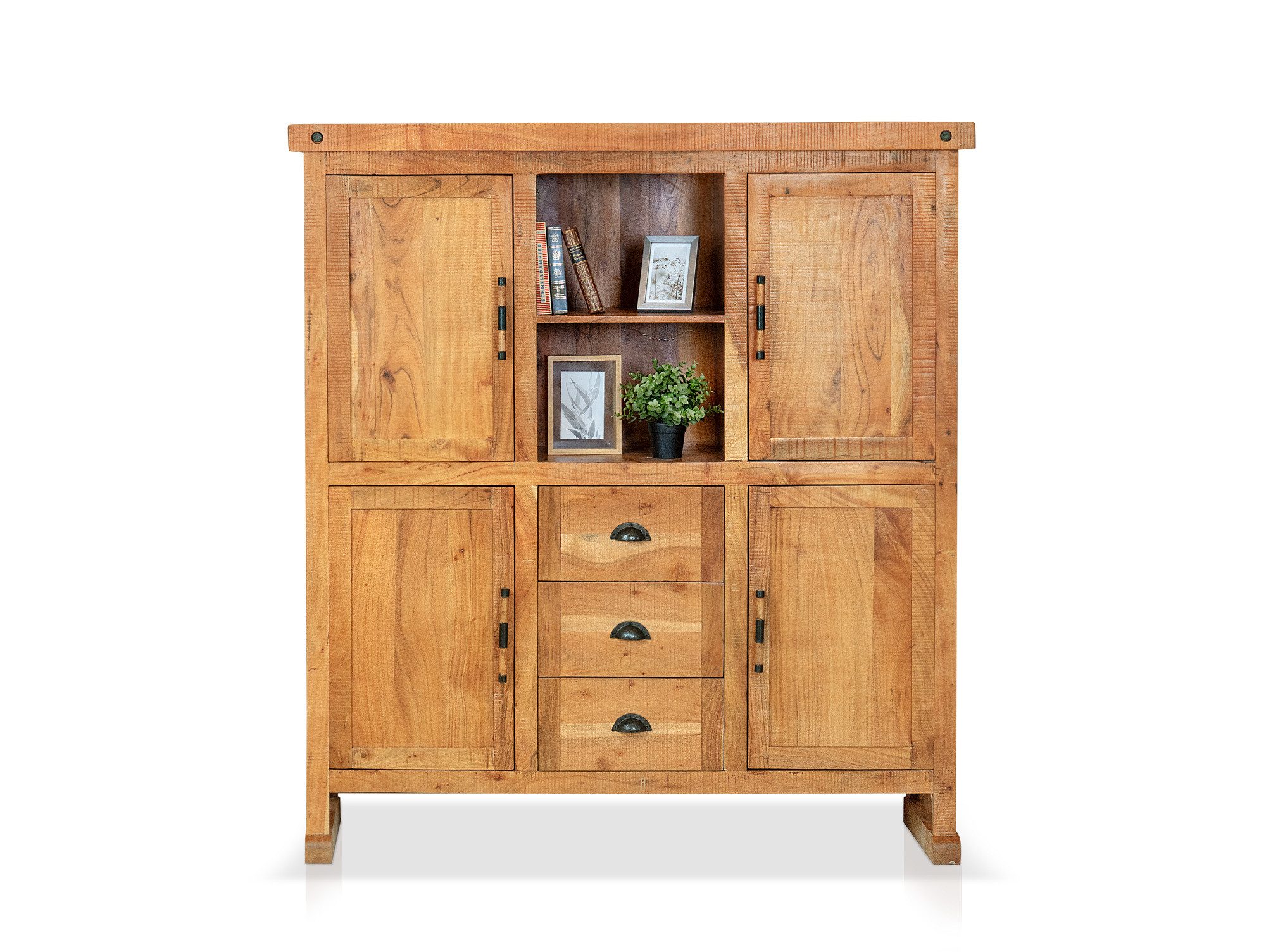 Moebel-Eins Highboard, WINCHESTER Highboard IV, Material Massivholz, Mango rustikal