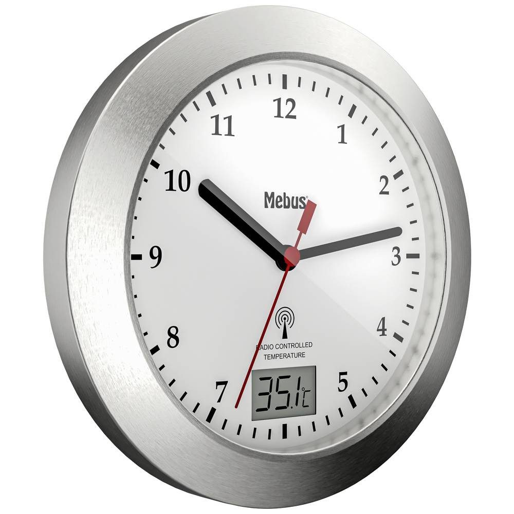Mebus Wanduhr Funk Wanduhr 41124 (Badezimmer-/Feuchtraum geeignet)