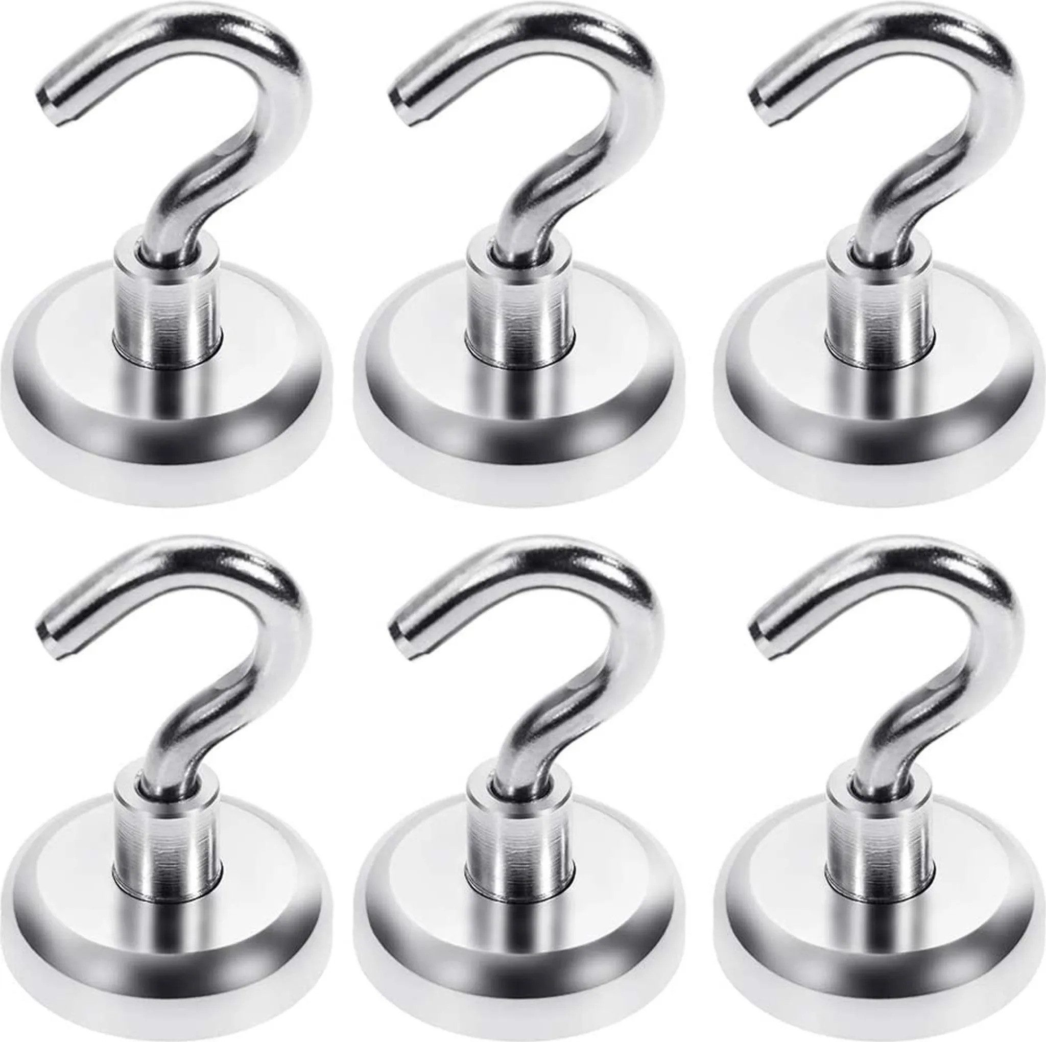 Lisabonde Magnethalter Edelstahl Magnet-Haken hochbelastbar, 6er Set für Werkstatt & Garage (6 Stück im Set)
