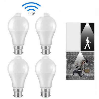 oyajia E27 LED Intelligente Lampe, 12W LED-Lampe mit Bewegungssensor Sensor Smarte Lampe, Automatische Glühbirne für Haustür Balkon Garage Treppen,1/2/4 Stück
