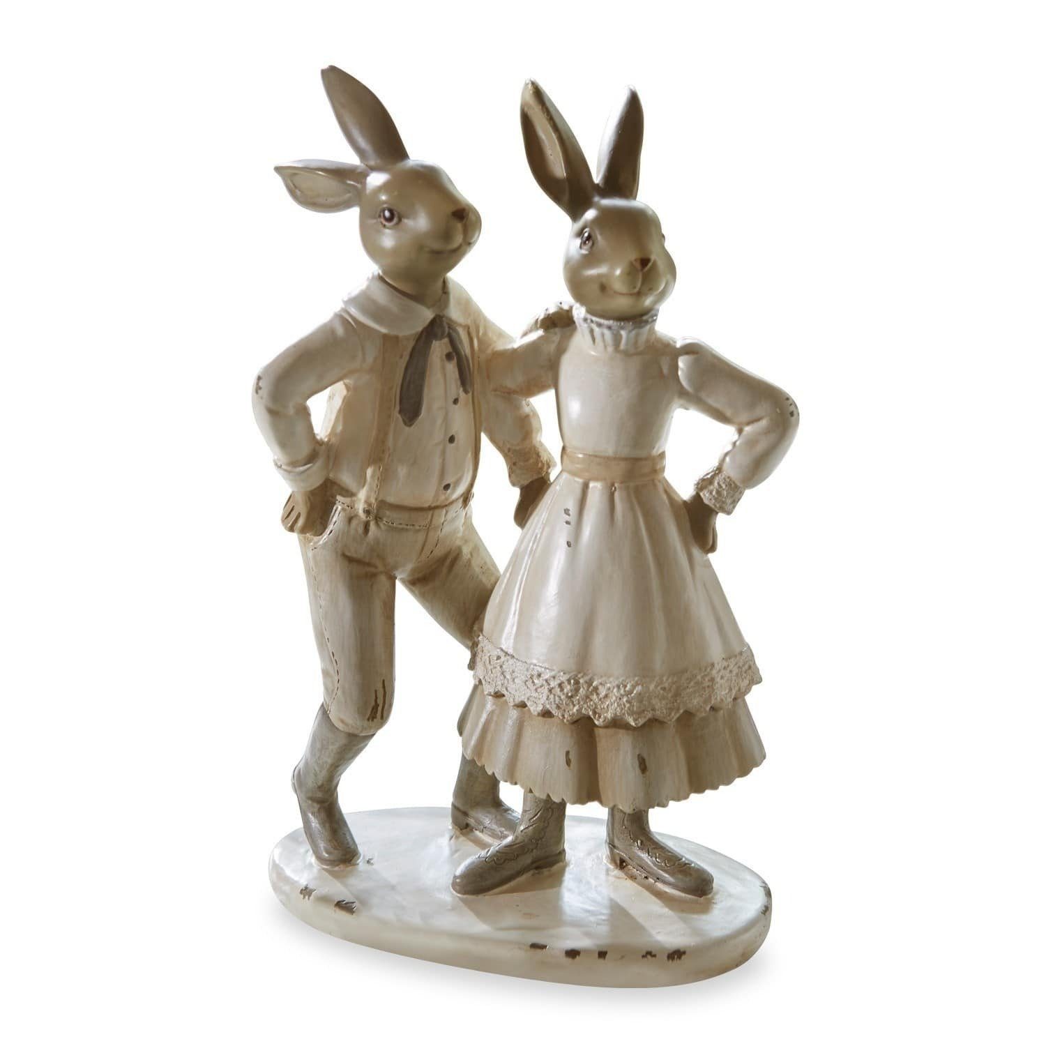 Osterfigur Hasen Paire creme/braun