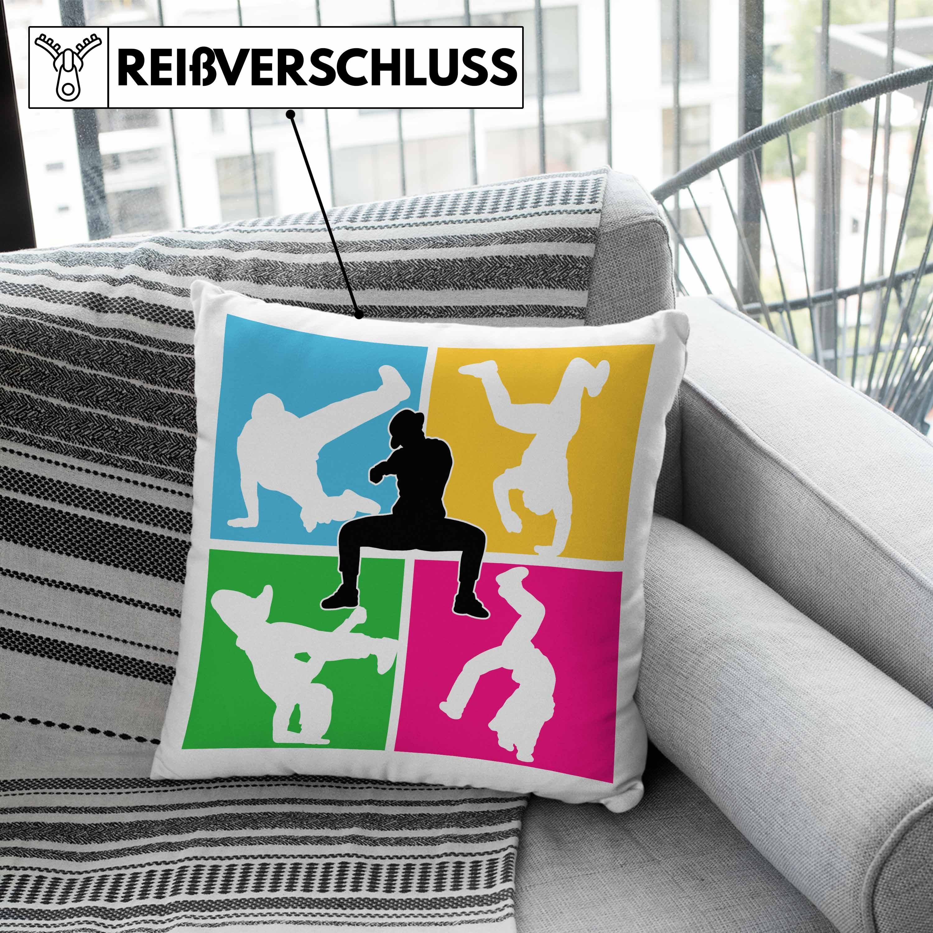 Grün Dekokissen Breakdancer Weihnachten Füllung Trendation Geburtstag 40x40 mit Geschenk Break-Dance Kissen Jungs - Trendation Geschenkidee Dekokissen Bunt