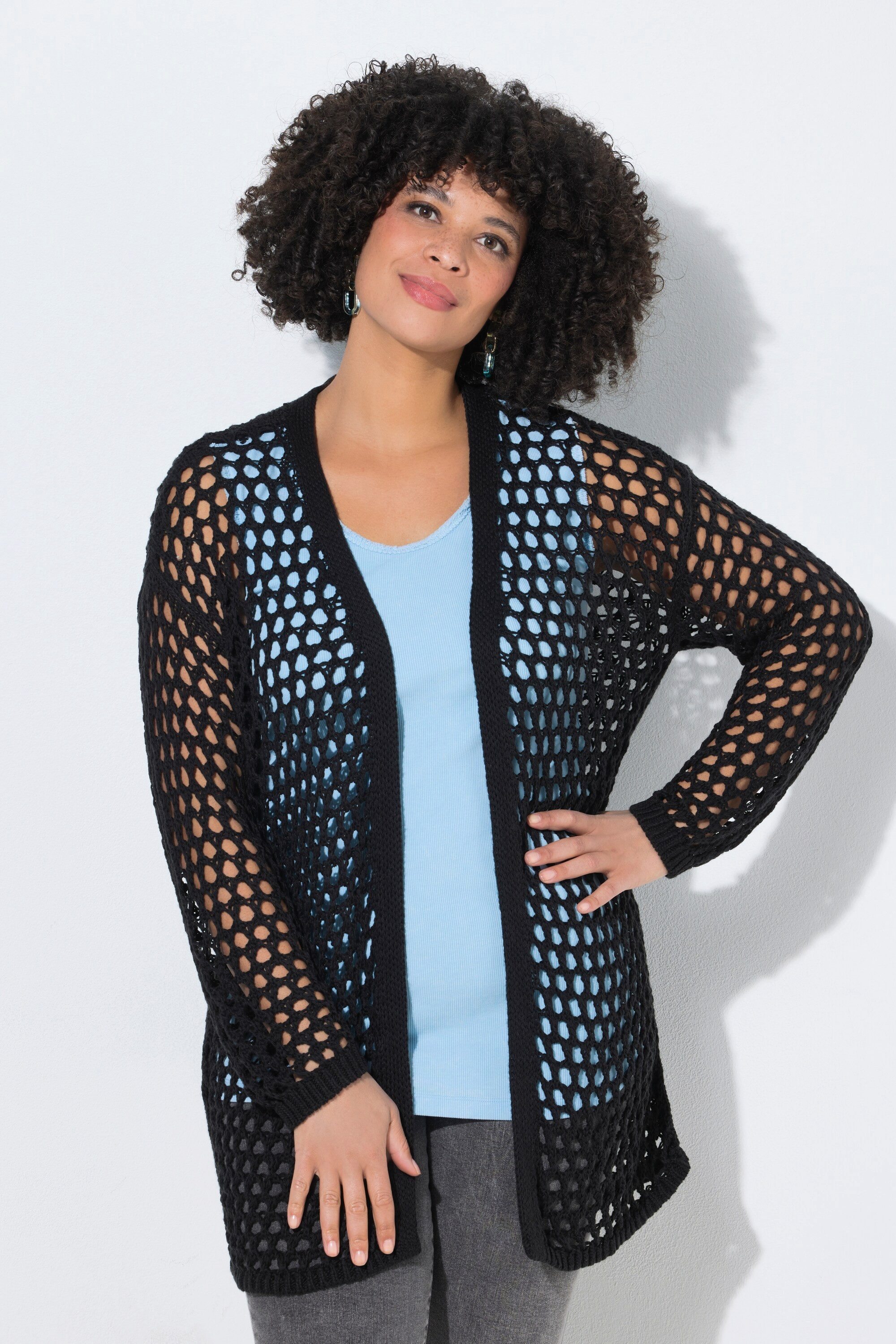 Angel of Style Strickjacke Strickjacke Relaxed Fit Lochstrick Rückenstern