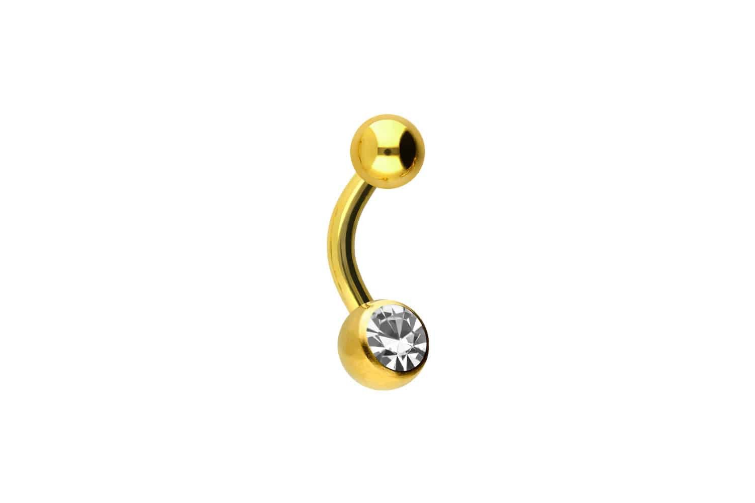 PIERCINGLINE Bauchnabelpiercing Chirurgenstahl Mini Bananabell KRISTALL (Bananabells, 1-tlg)
