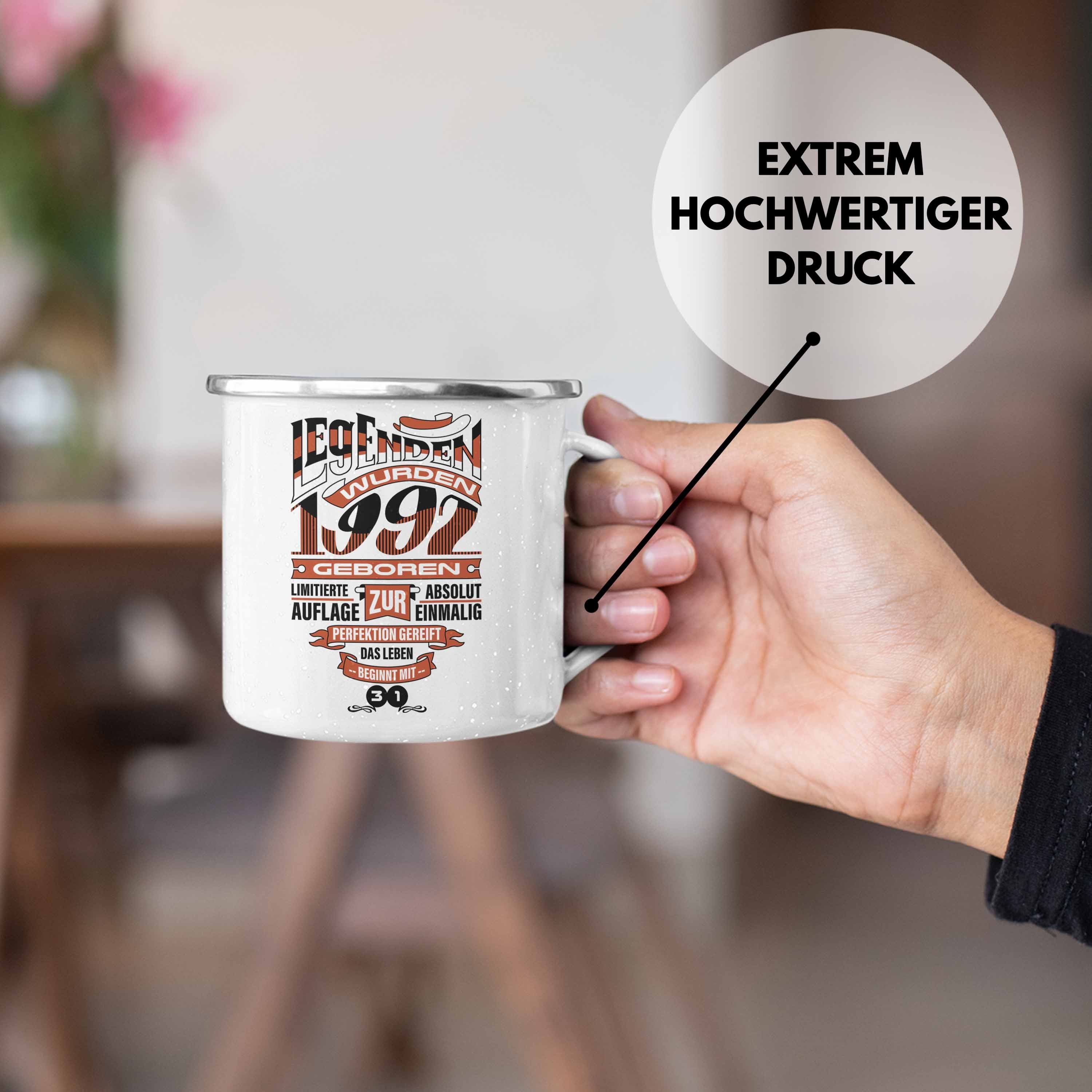 Silber Trendation 30er Mann Emaille Geburtstag Tasse Frau Mutter 30. - Trendation Geschenk Geschenkidee Thermotasse 30 Vater