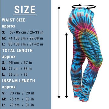 PANASIAM Leggings handgefärbte Unikat Batik Leggings aus natürlicher Viskose Goa Hose im Batik Look Yogaleggings Sporthose Sportleggings lange Leggings