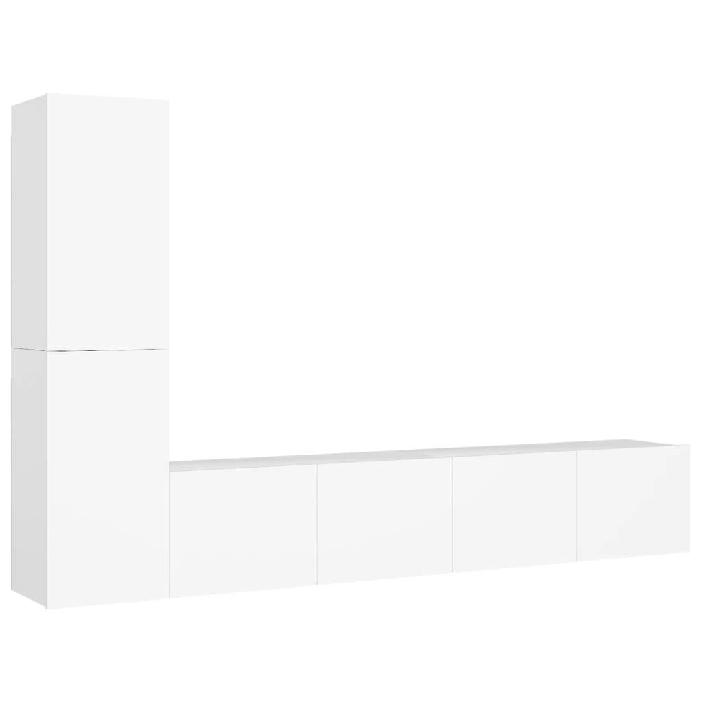 furnicato TV-Schrank 4-tlg. TV-Schrank-Set Weiß Holzwerkstoff günstig online kaufen