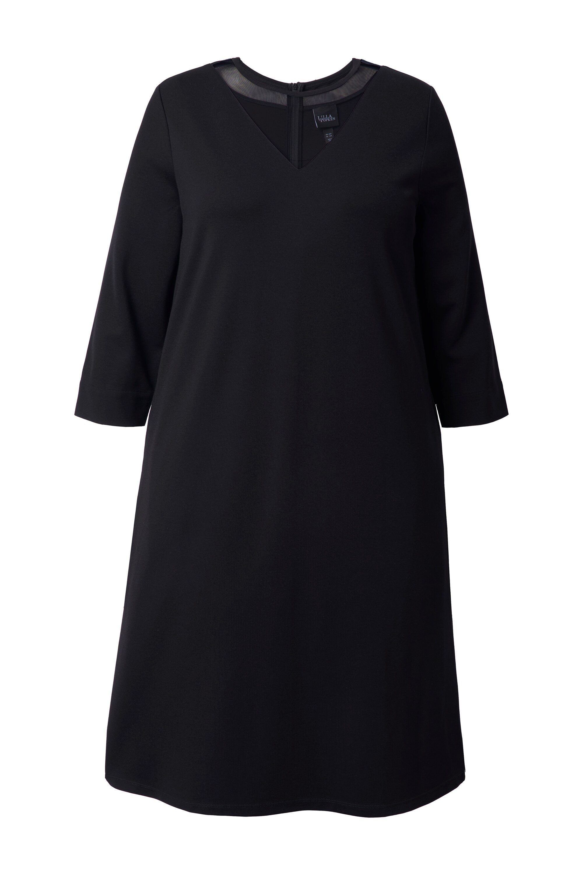 Ulla Popken Midikleid Midikleid Mesh-Einsatz Rundhals günstig online kaufen