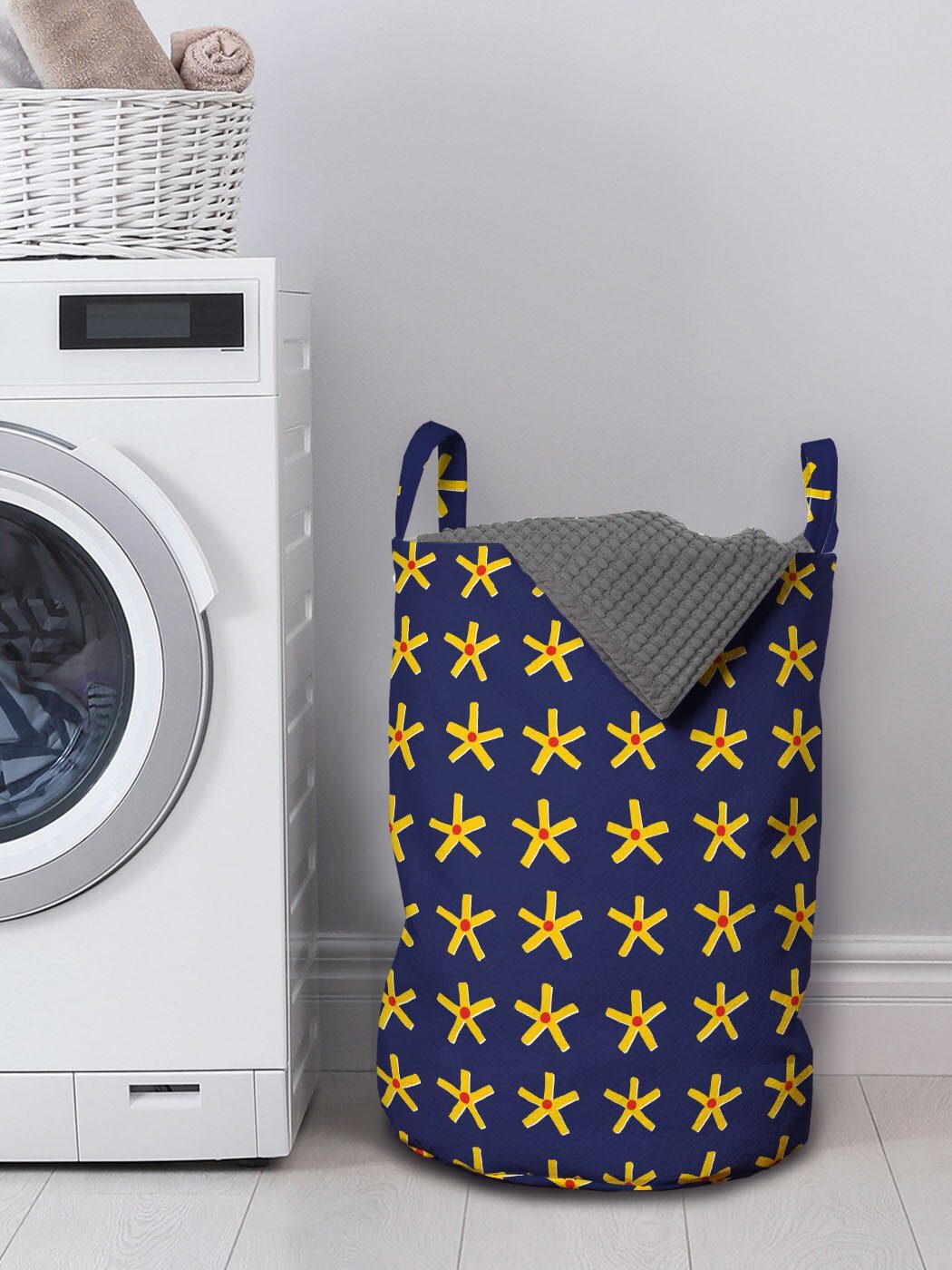 Abakuhaus Wäschesäckchen Wäschekorb mit Abstrakt Waschsalons, für Griffen Kordelzugverschluss Primitive Art-Sterne-Kunst