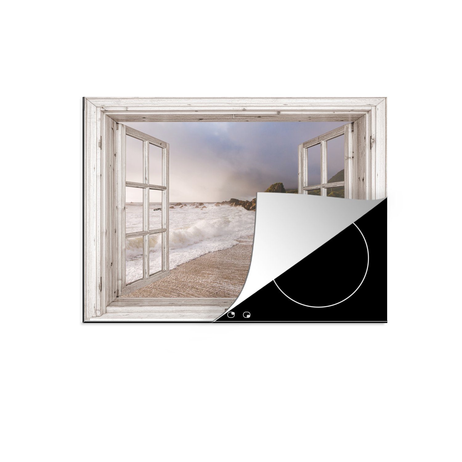 MuchoWow Herdblende-/Abdeckplatte Aussicht Induktionskochfeld Schutz - Strand (1 - Meer, tlg), Vinyl, 71x52 küche, die Ceranfeldabdeckung cm, für