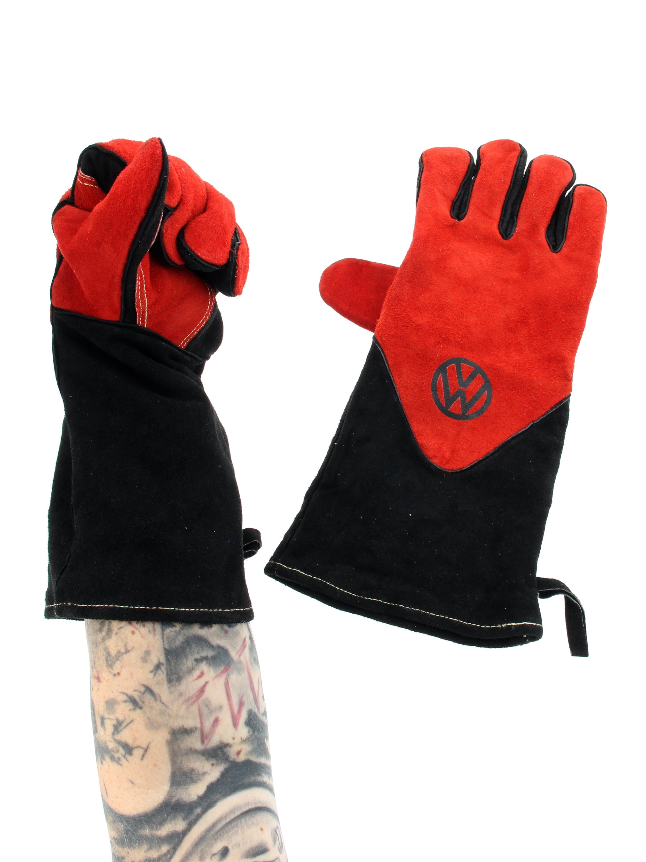 BRISA Grillhandschuhe Collection (Paar, in besteht by VW-Logo, Volkswagen BBQ-Handschuhe aus VW 2 Grillhanschuhen), mit rot hitzebeständige Grillhandschuhe