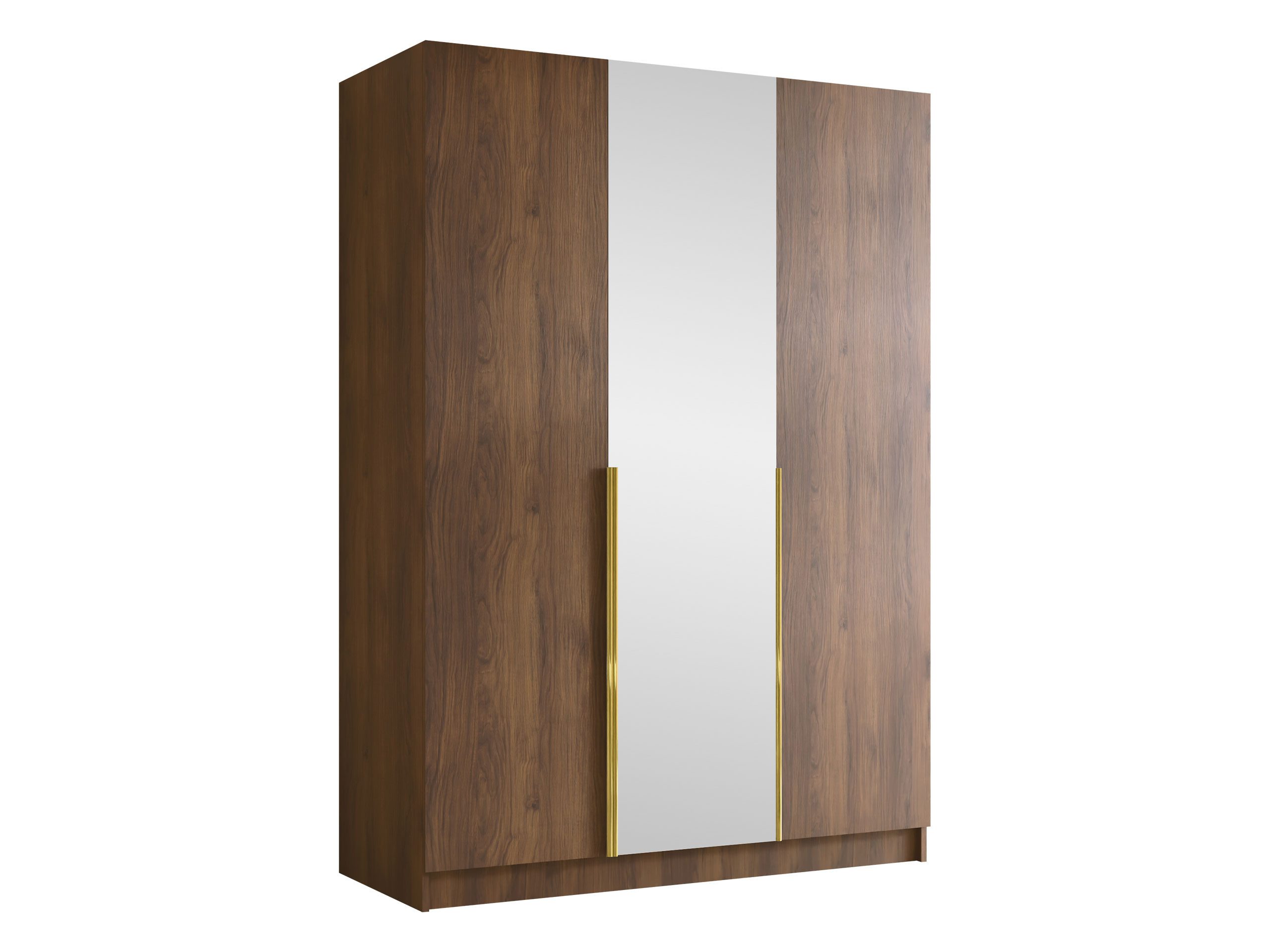 MIRJAN24 Kleiderschrank Calia II (mit drei Drehtüren) Kleiderstange, Metallgriffe, Frontspiegel