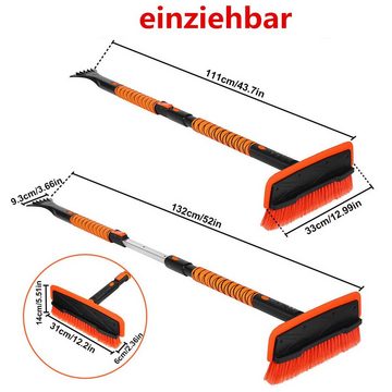 MAEREX Eiskratzer 2 in 1 Eiskratzer & Schneebürste einziehbare Schneebürste 111-132cm für Autowindschutzscheibe