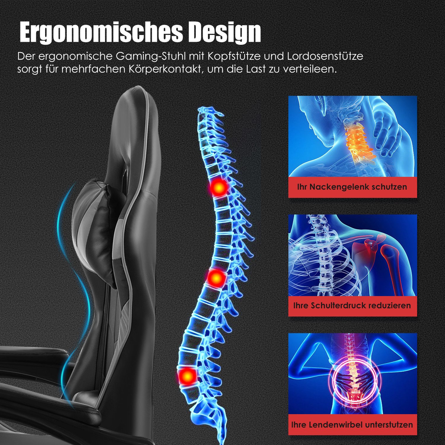 LETGOSPT Gaming Chair Ergonomischer Gaming Stuhl günstig online kaufen