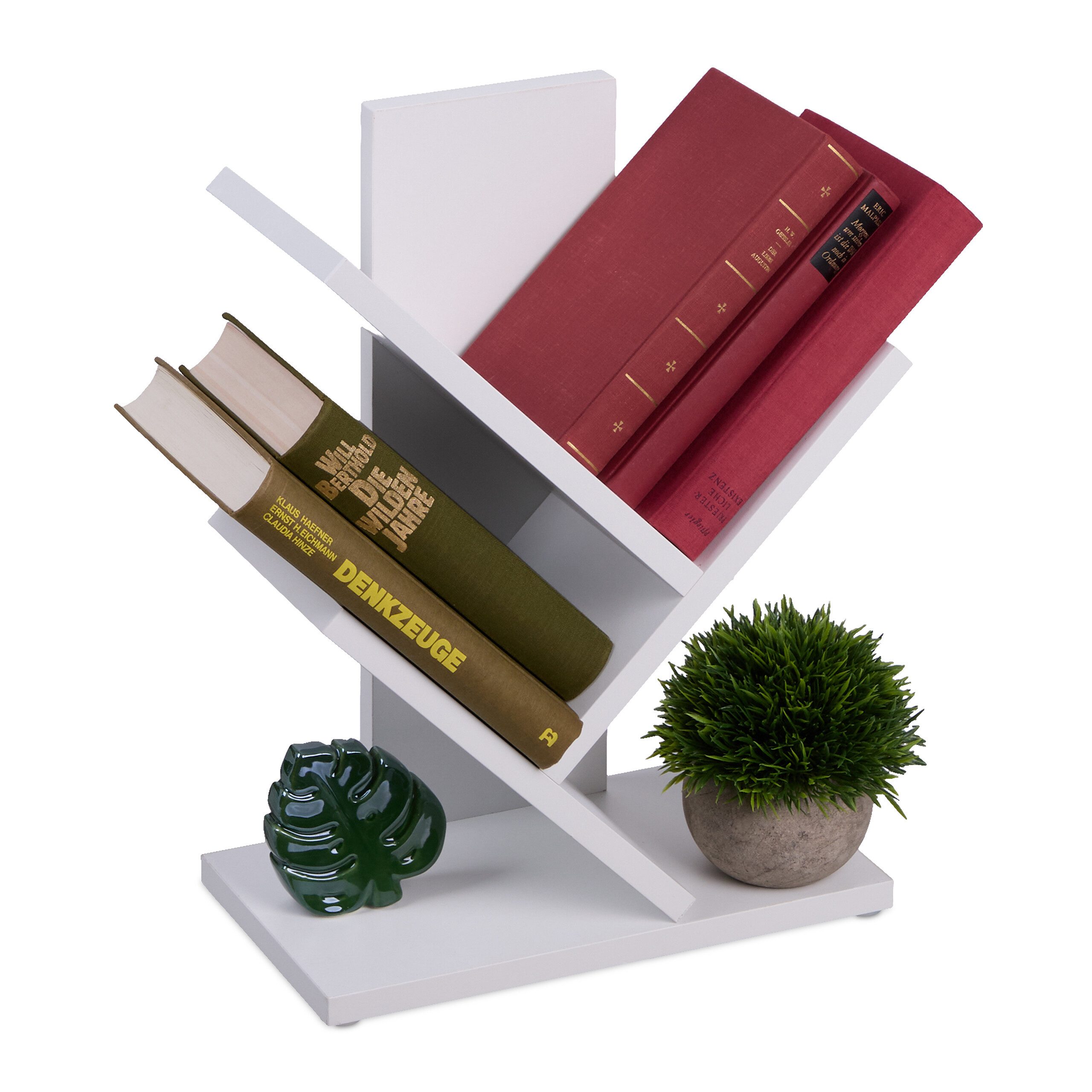relaxdays Bücherregal Weißes Bücherregal in Baumform, günstig online kaufen
