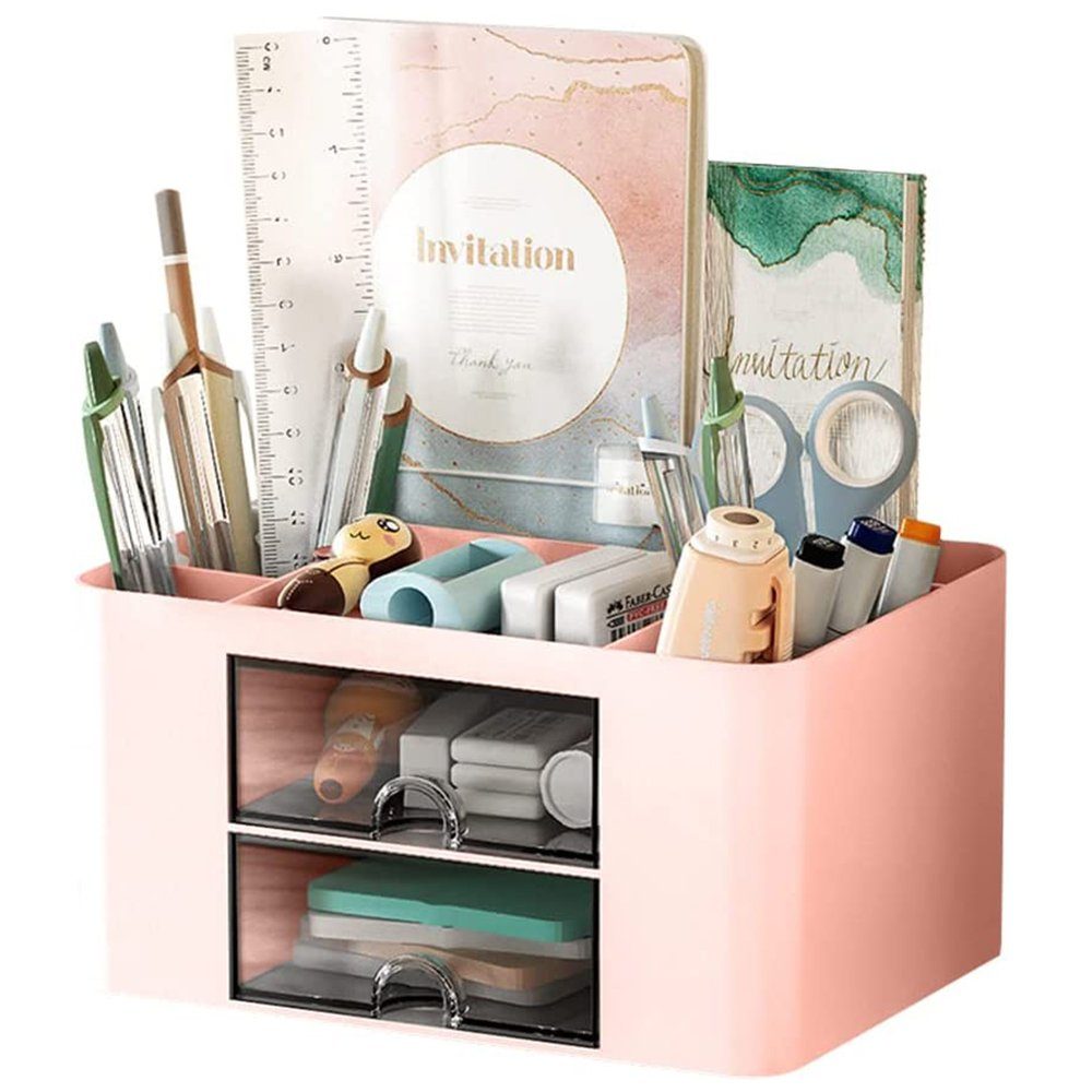 Schreibtisch mit Schublade Organizer Rosa Multifunktionaler zggzerg Stifthalter Organizer,