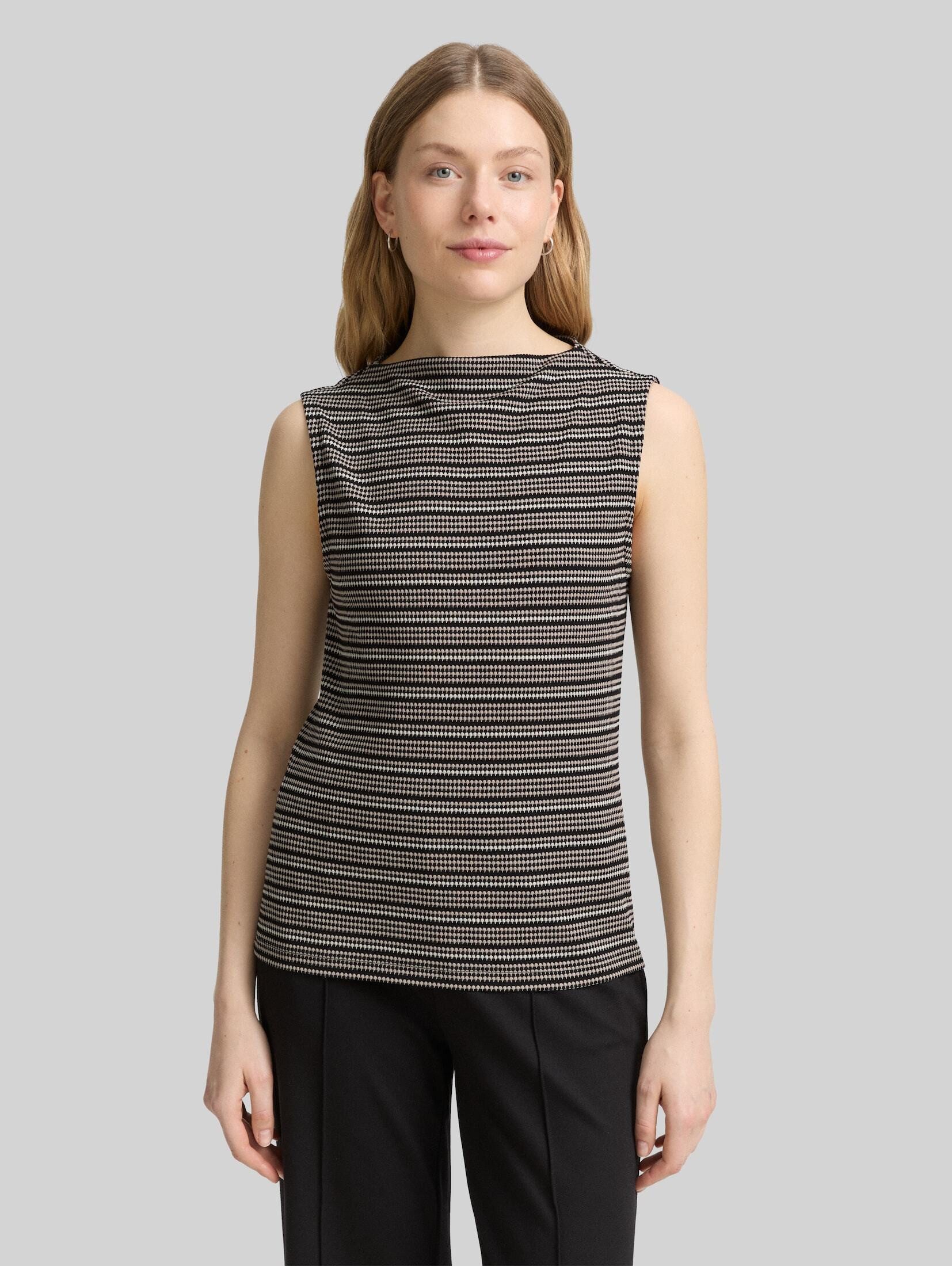 TOM TAILOR Trägertop T-Shirt Jacquard Top mit Stehkragen