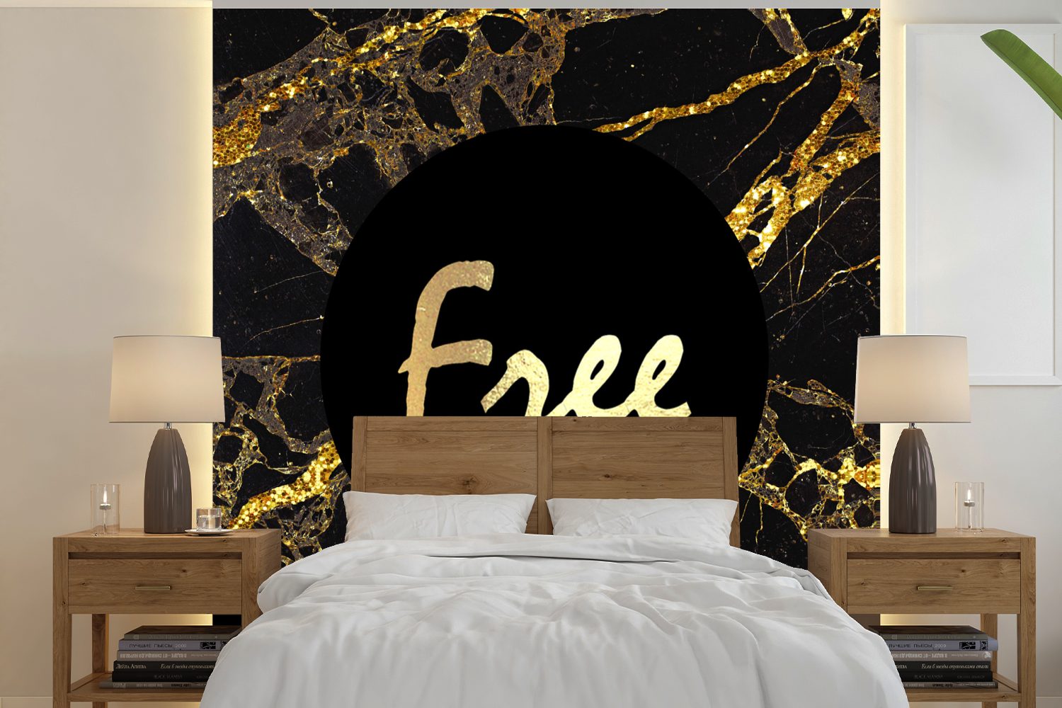 MuchoWow Fototapete Schlafzimmer, (5 Schwarz Vinyl für - - - Wohnzimmer St), Angebot Frei bedruckt, Tapete Marmor, Matt, Wandtapete oder