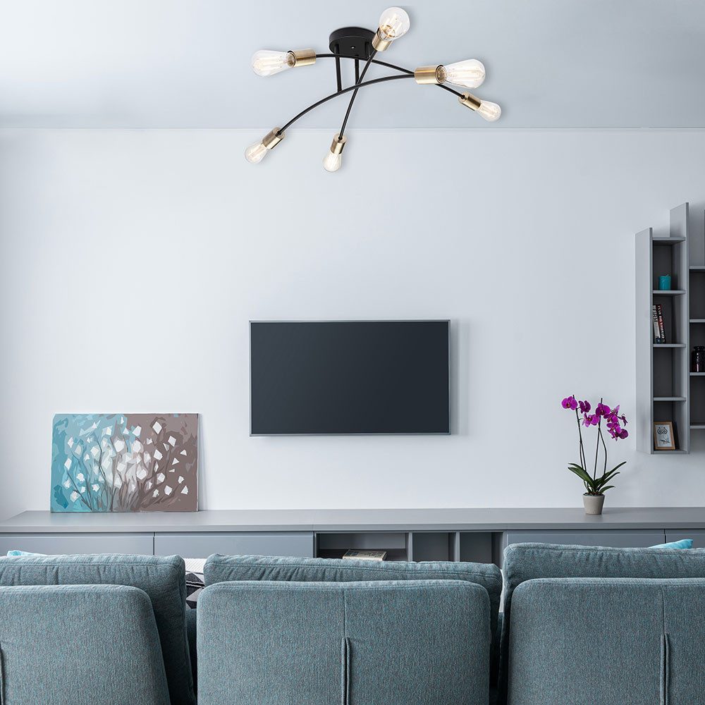 etc-shop Deckenleuchte, Leuchtmittel nicht inklusive, Design Decken Lampe Wohn Ess Zimmer Beleuchtung Messing antik Leuchte