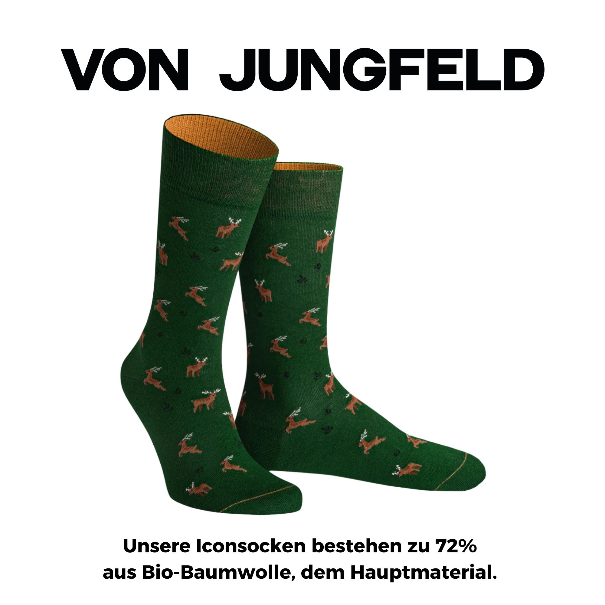 von Jungfeld Socken Icon mit Rentieren Baumwoll-Mischung 35-46 Unisex (1-Pa günstig online kaufen