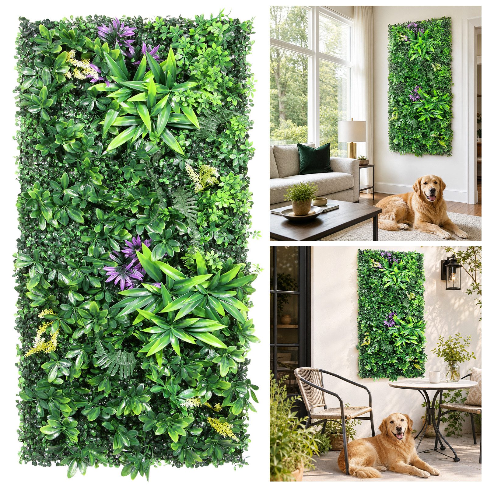 Kunstpflanze Künstliche Pflanzenwand, 50 x 100 cm Outdoor Künstliche Hecke, BlingBin, Simulierte Wandpflanze, Blumen Wanddekoration für Wandbegrünung