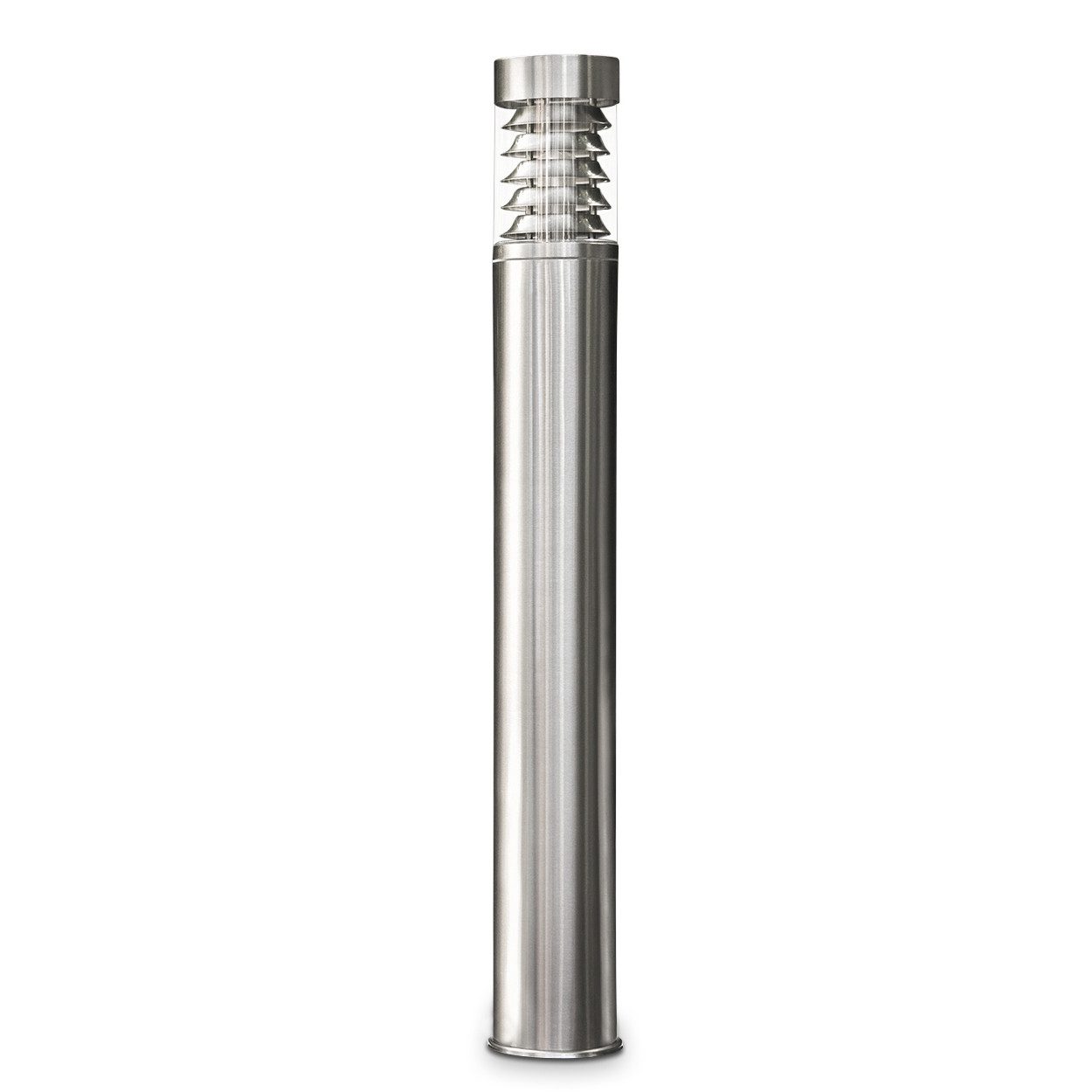 hofstein Außen-Stehlampe »Tempio« moderne Außenleuchte aus Edelstahl und Kunststoff-Scheiben, ohne Leuchtmittel, Wegeleuchte 80cm, Gartenlampe mit E27, Gartenbeleuchtung IP44