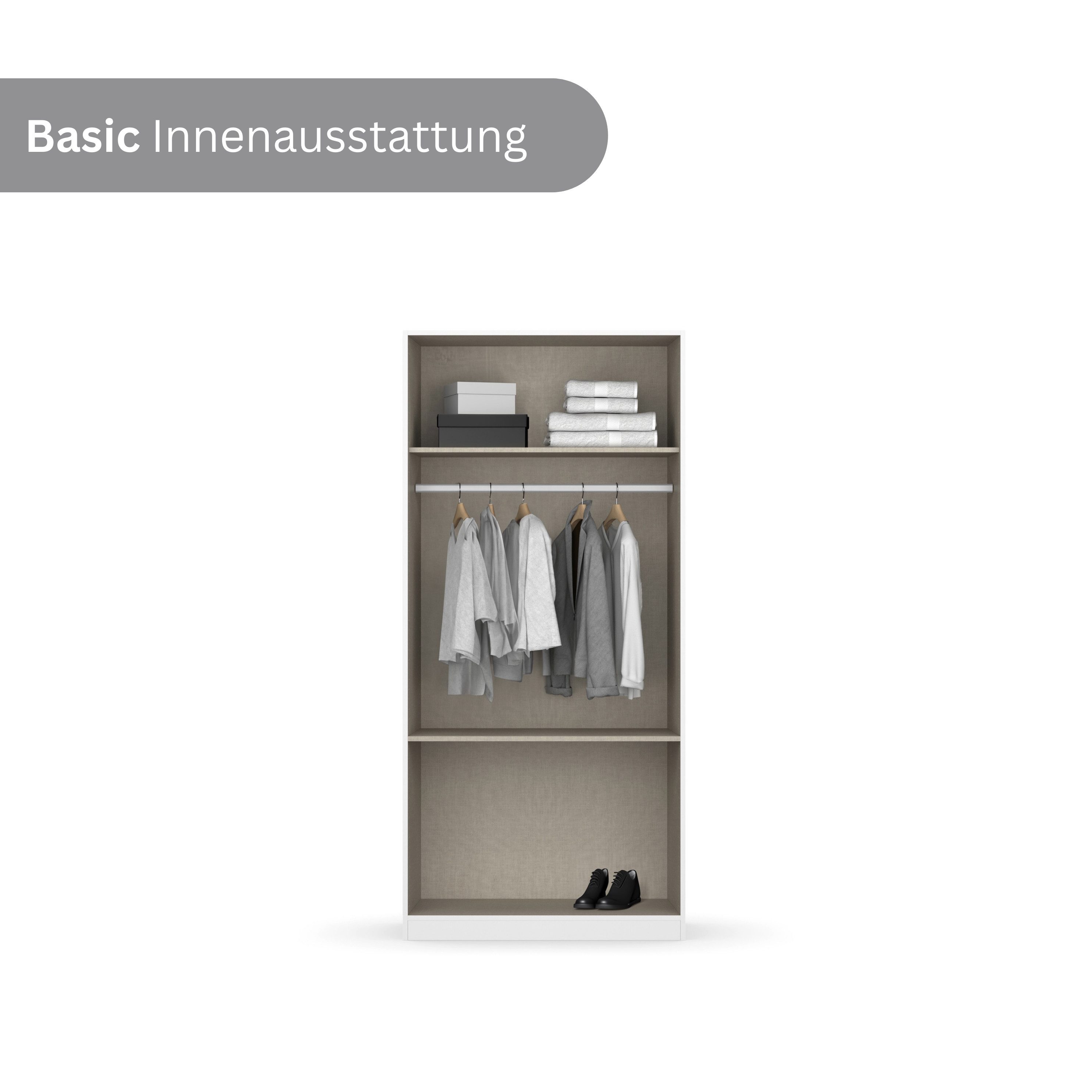 rauch Drehtürenschrank Kleiderschrank Schrank Garderobe COSTA in den Breiten 91/136/181 cm (in 3 Ausstattungen BASIC/CLASSIC/PREMIUM) viel Platz, grifflose Fron – Bild 3 von 5