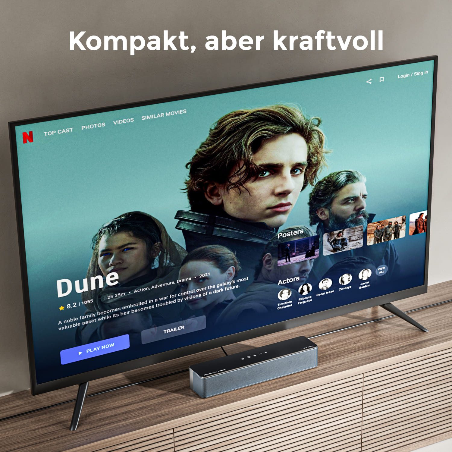 Ultimea Poseidon D80 Boom Soundbar 7.1 Surround Sound System (4 kabelgebundene Surround-Lautsprecher) (Bluetooth, HDMI, 500 W, 6.5'' Wireless Subwoofer, Dolby Atmos für TV)