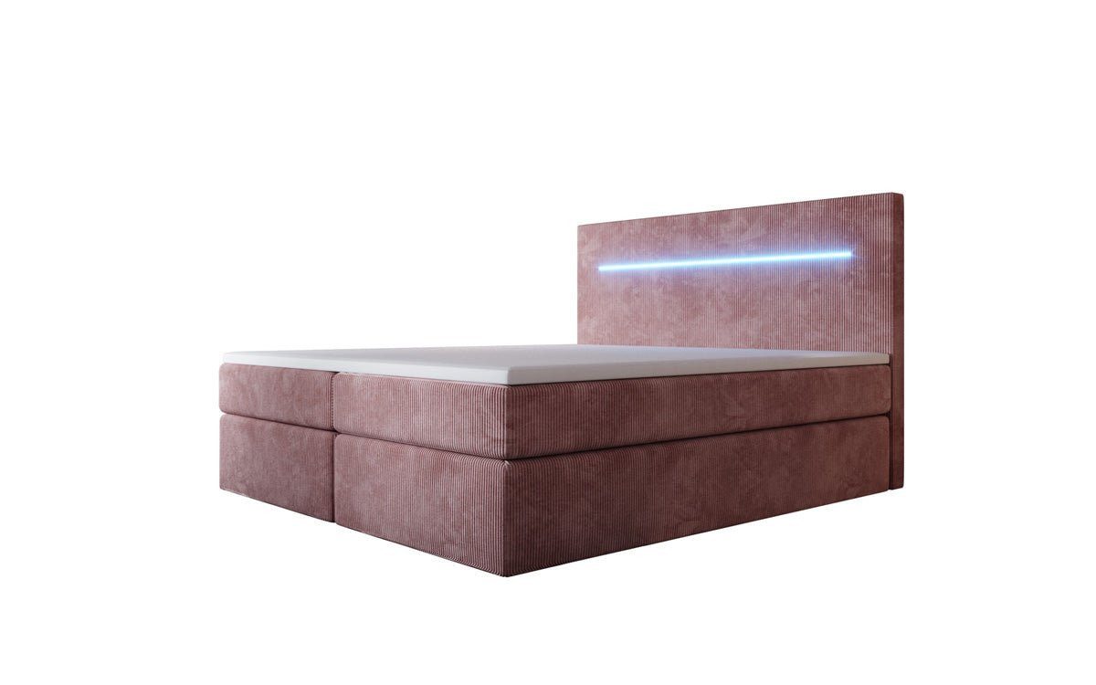 Luxusbetten24 Boxspringbett Sejour, mit LED-Beleuchtung und Stauraum