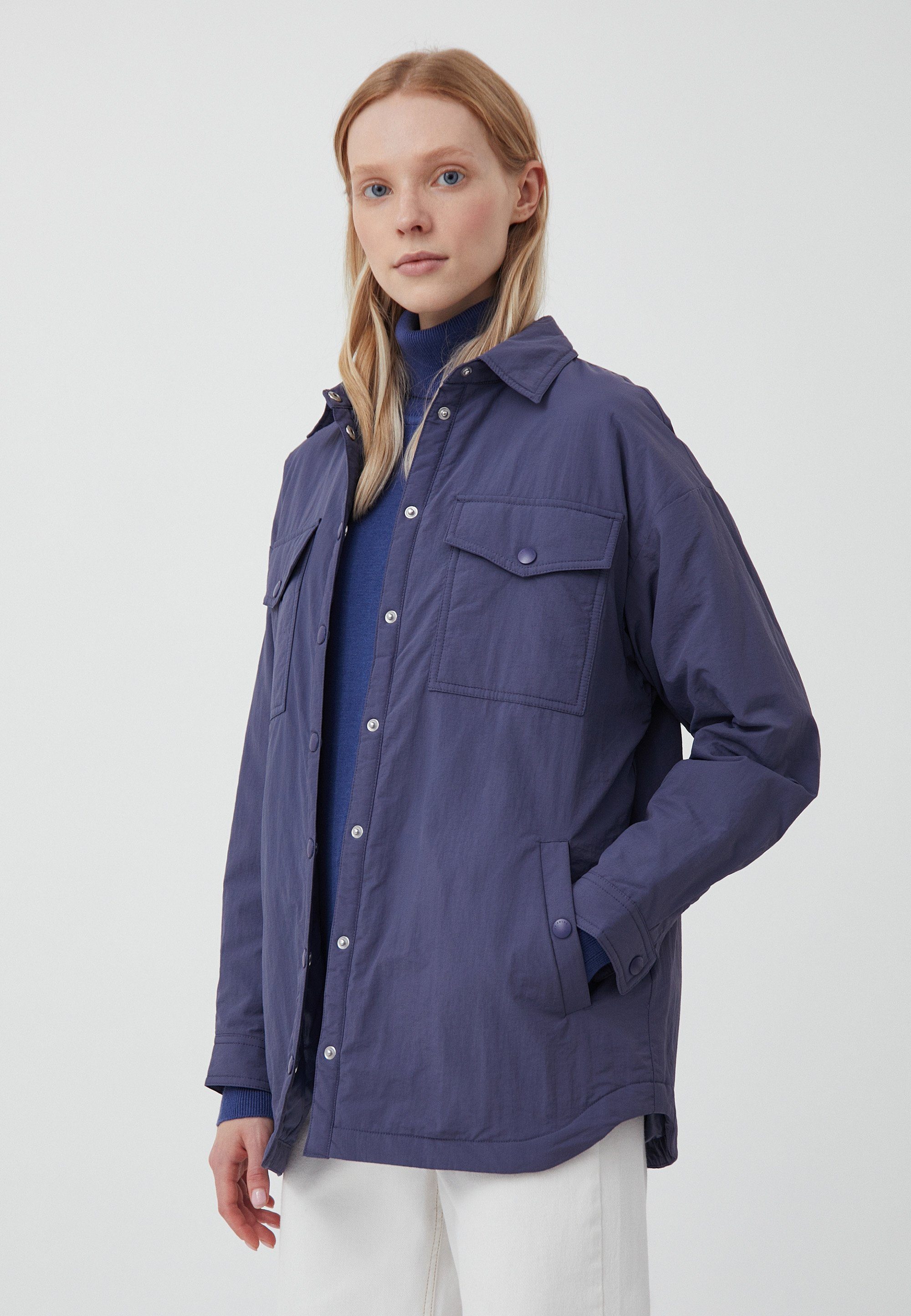 Finn Flare Outdoorjacke Hemd-Style mit Umlegekragen und Knopfverschluss