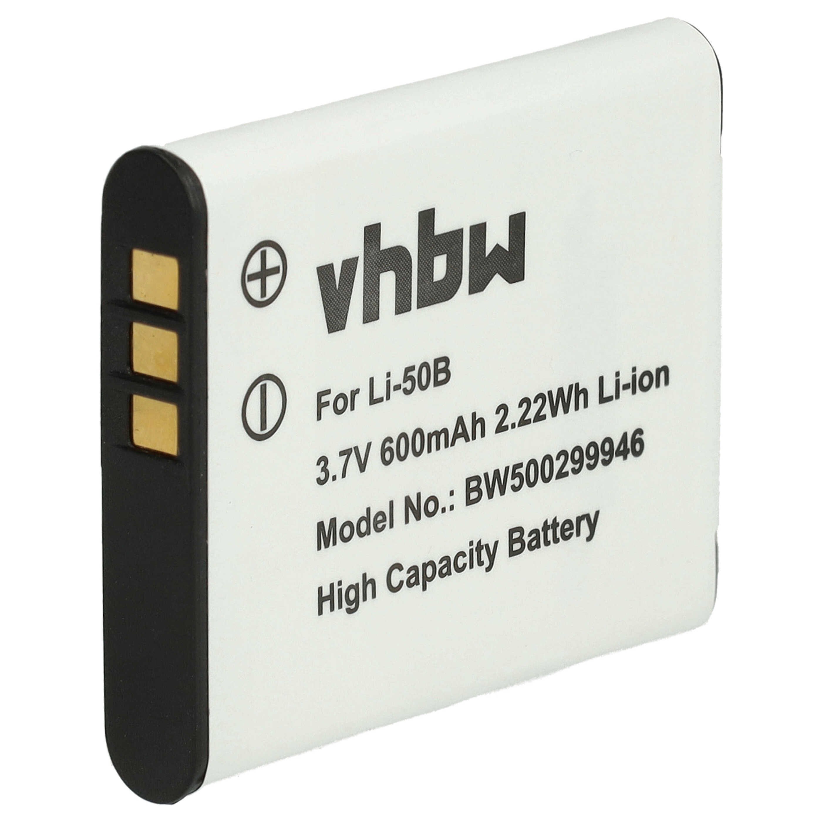 vhbw Akku Ersatz für Olympus Li-50B für Foto / Kompaktkamera (600 mAh, 3,7 Kamera-Akku Akku Li-Ion 600 mAh (3,7 V, 1 St), Leistungsfähiger Austausch-Akku für Digitalkamera, Spiegelreflexkamera
