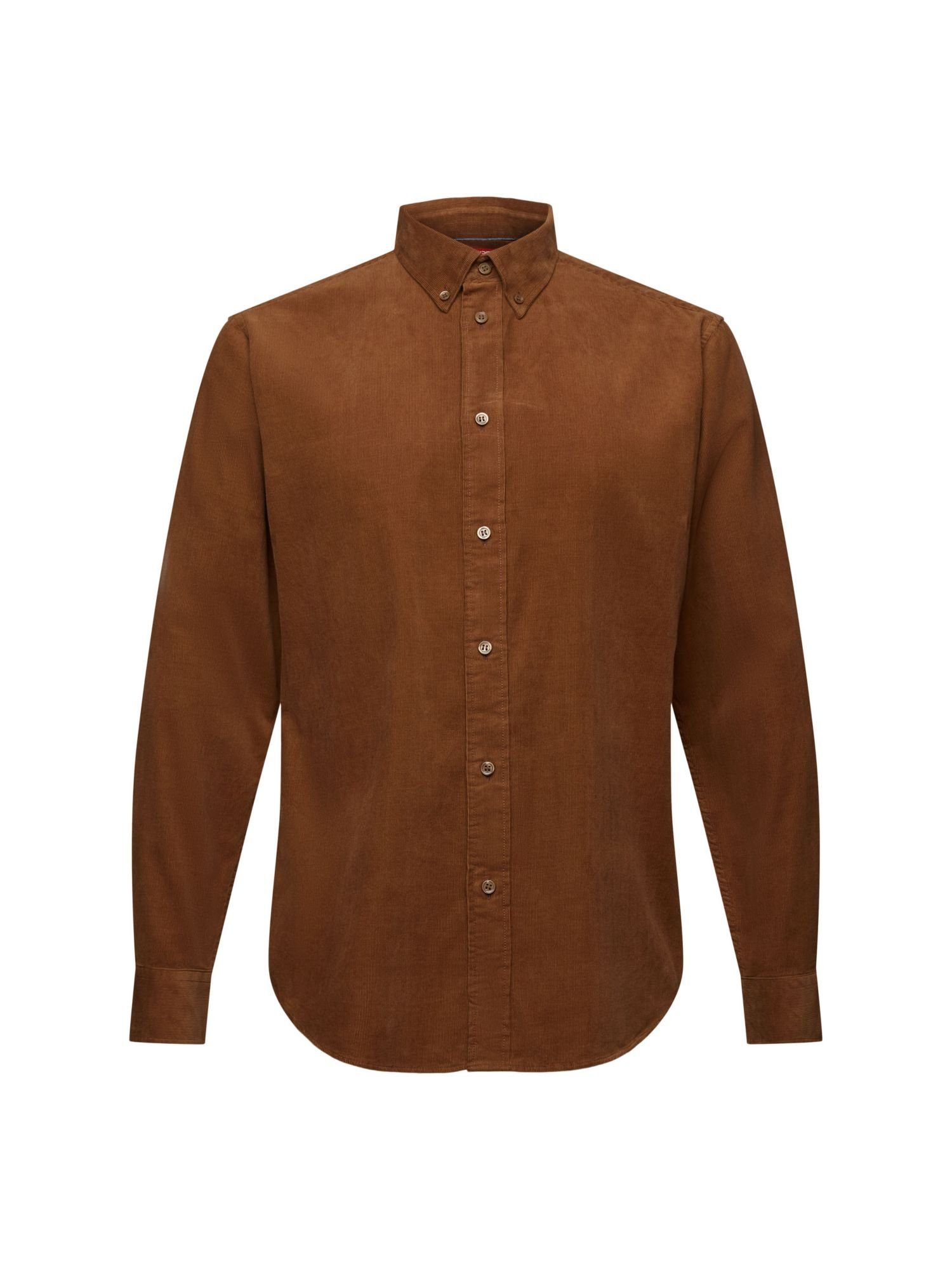 Hemd 100% Baumwolle BARK aus Cord, Langarmhemd Esprit