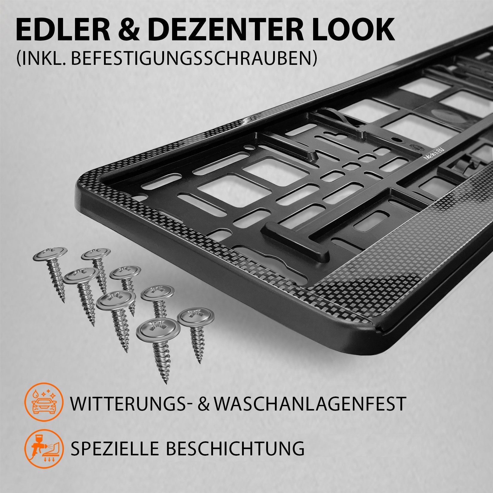 L & P Car Design Kennzeichenhalter für Auto Carbon Nummernschildhalter Kennzeichenhalterung, (2 Stück)