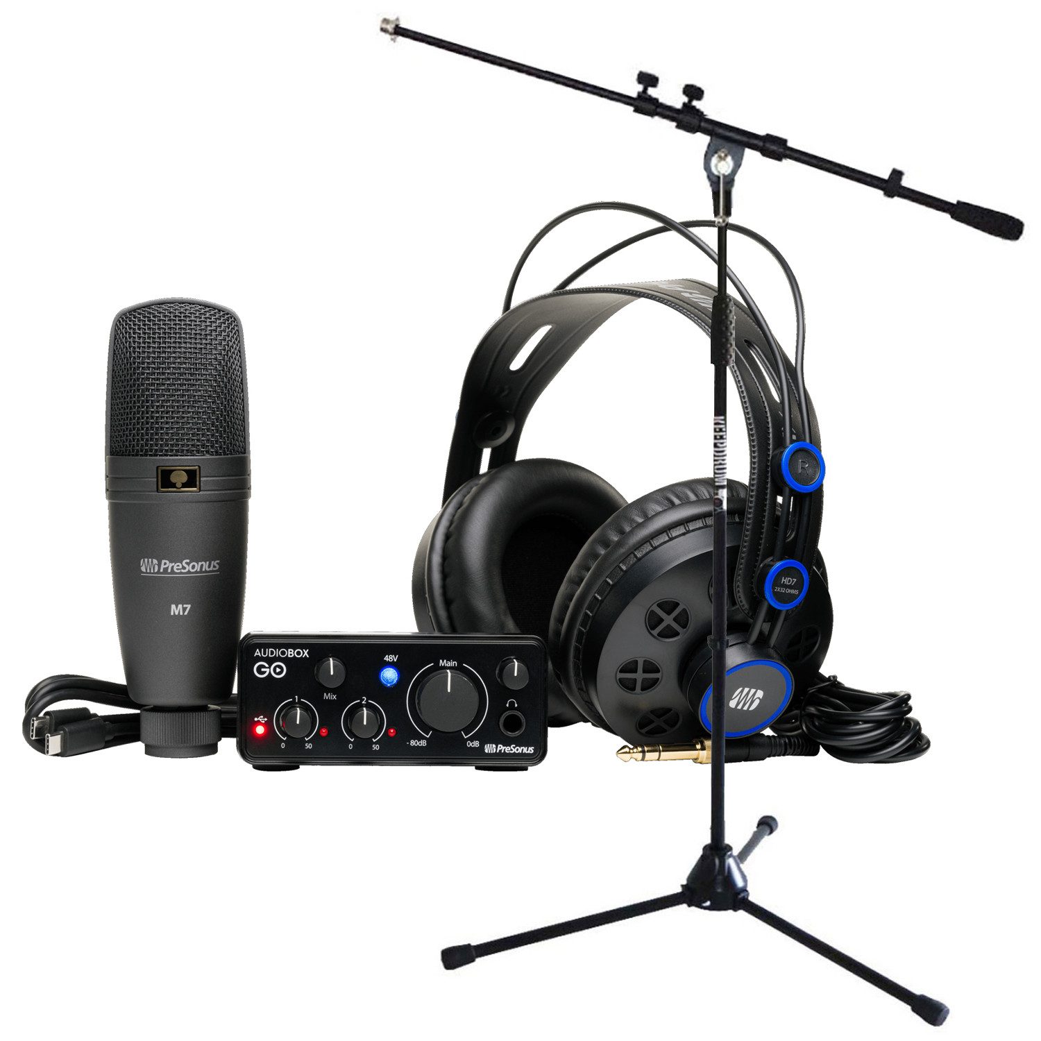 Presonus Recording-Set Audiobox GO Creator Bundle mit Stativ Digitales Aufnahmegerät