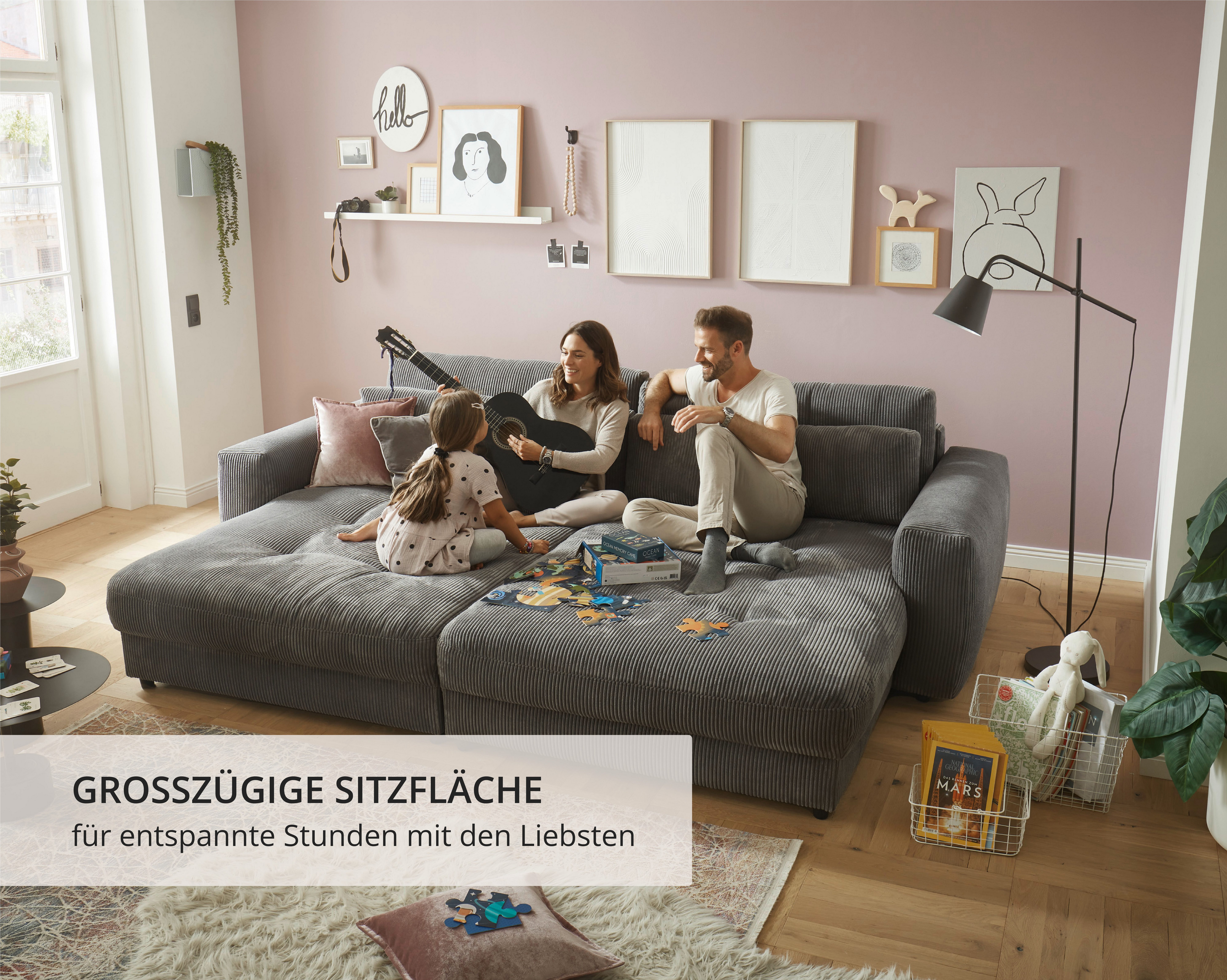 ED EXCITING DESIGN Big-Sofa Loveseat, 2-Sitzer, Barura, Breite 292, 2 Teile, Big-Sofa mit 2 Nierenkissen