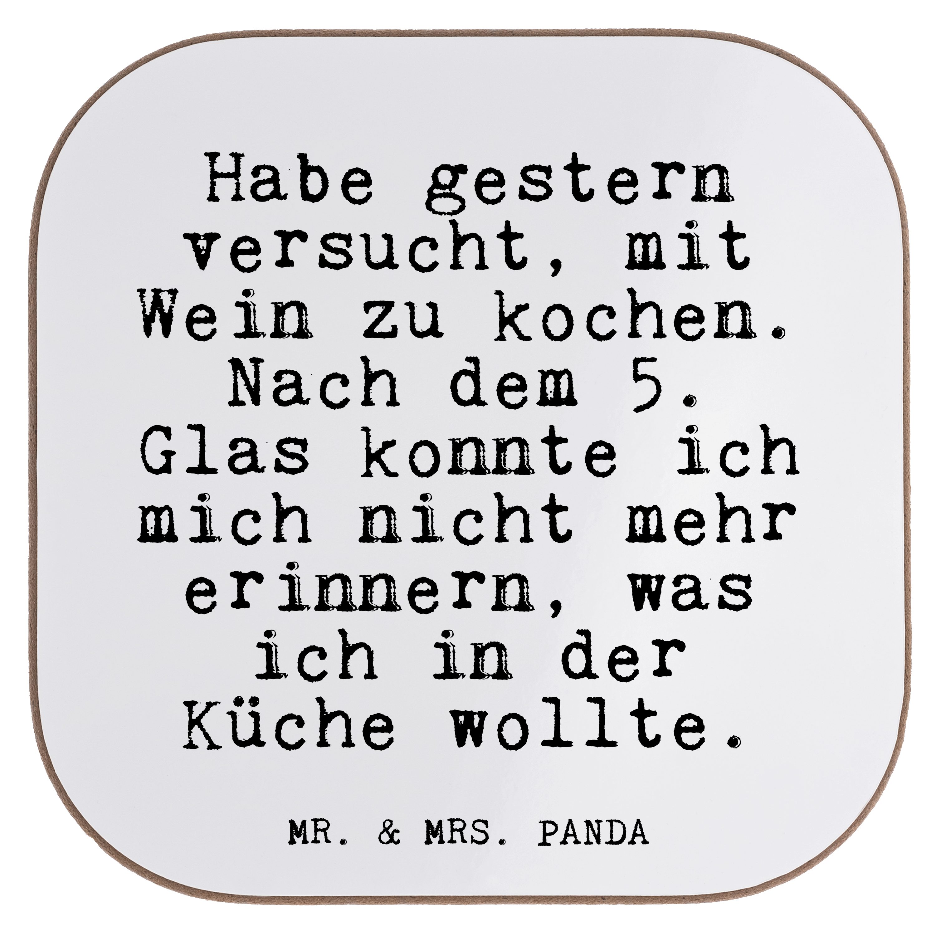 Mr. & Mrs. Panda Getränkeuntersetzer Habe gestern versucht, mit... - Weiß - Geschenk, Wein, Glizer Spruch, 1-tlg.