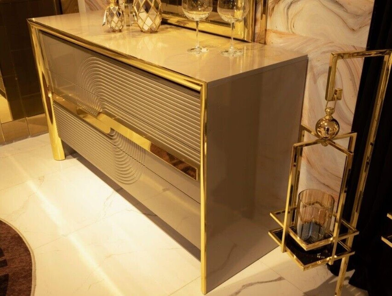 JVmoebel Esstisch Tisch Edelstahl Tische Italienisches Design Esstisch Gold Esstische