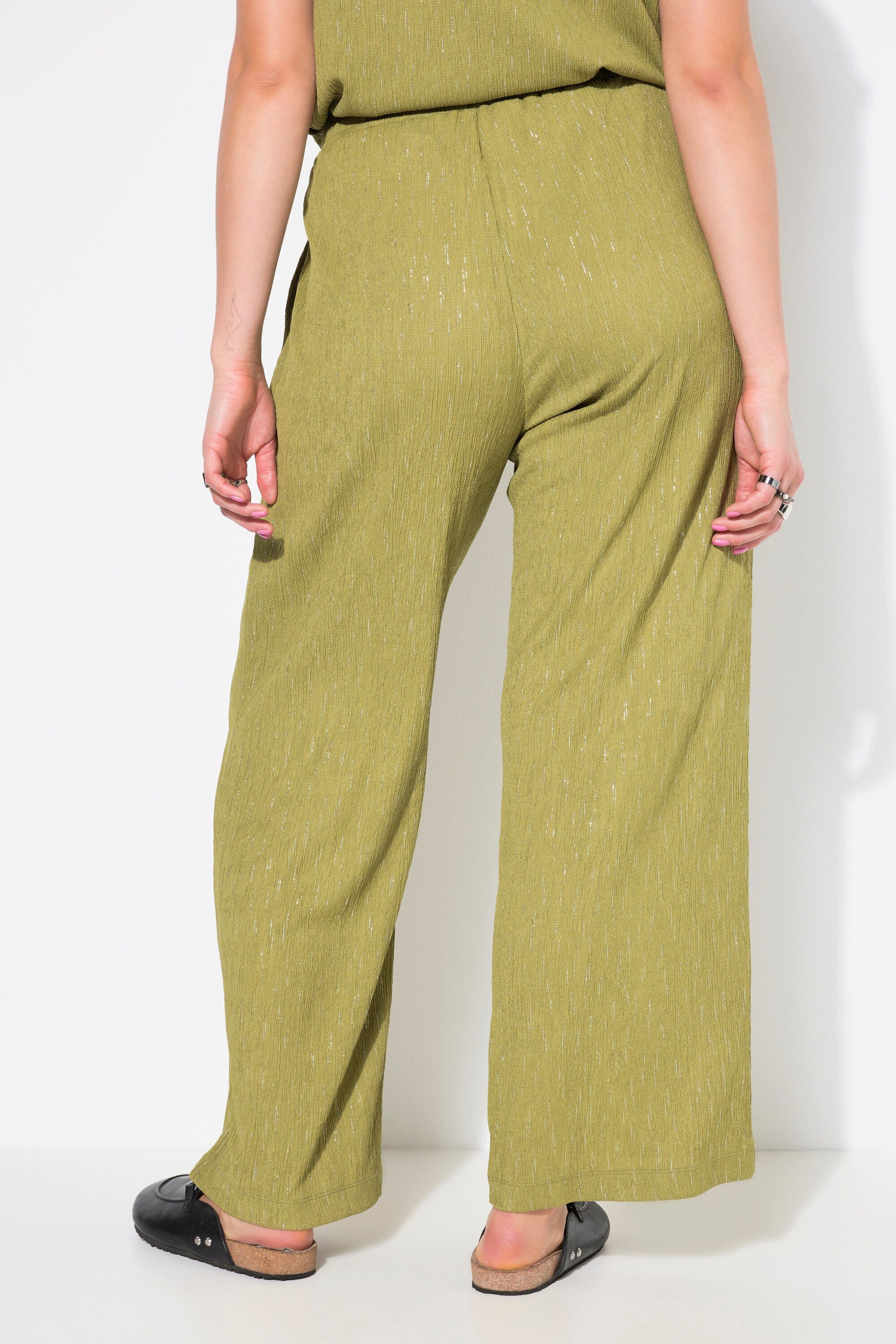 Studio Untold Schlupfhose Hose Wide Legs Krepp Glitter-Effekt Elastikbund