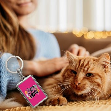speecheese Schlüsselanhänger Katzen Schlüsselanhänger Crazy Cat Lady für Katzenliebhaber